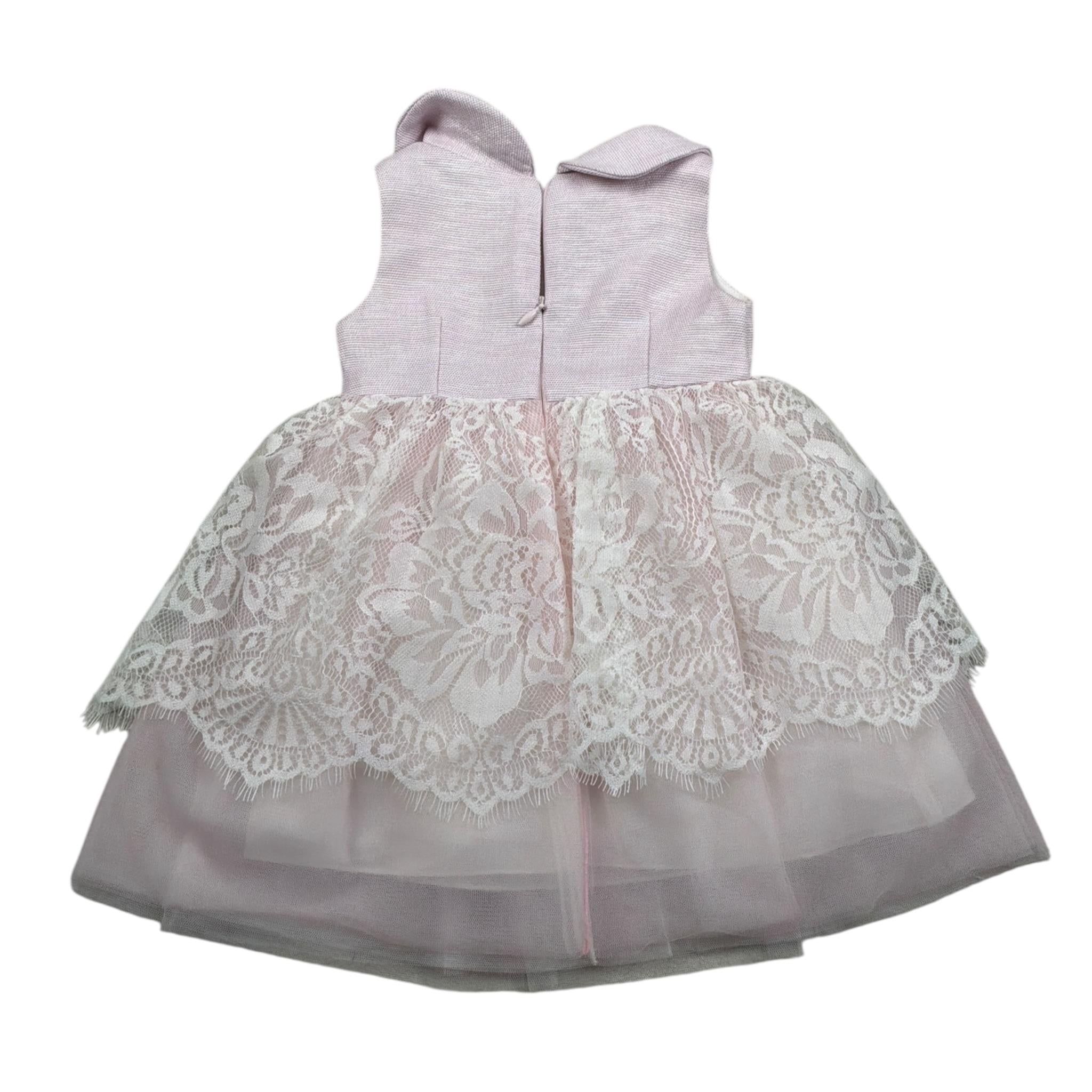 Colori Chiari Abito Giromanica con Ricami Rosa per Neonata FN105861 ROSA COLORI CHIARI 