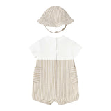 Mayoral Set Pagliaccetto Bicolore con Fantasia A Righe-Cappello per Neonato 1602X BIANCO/BEIGE MAYORAL 