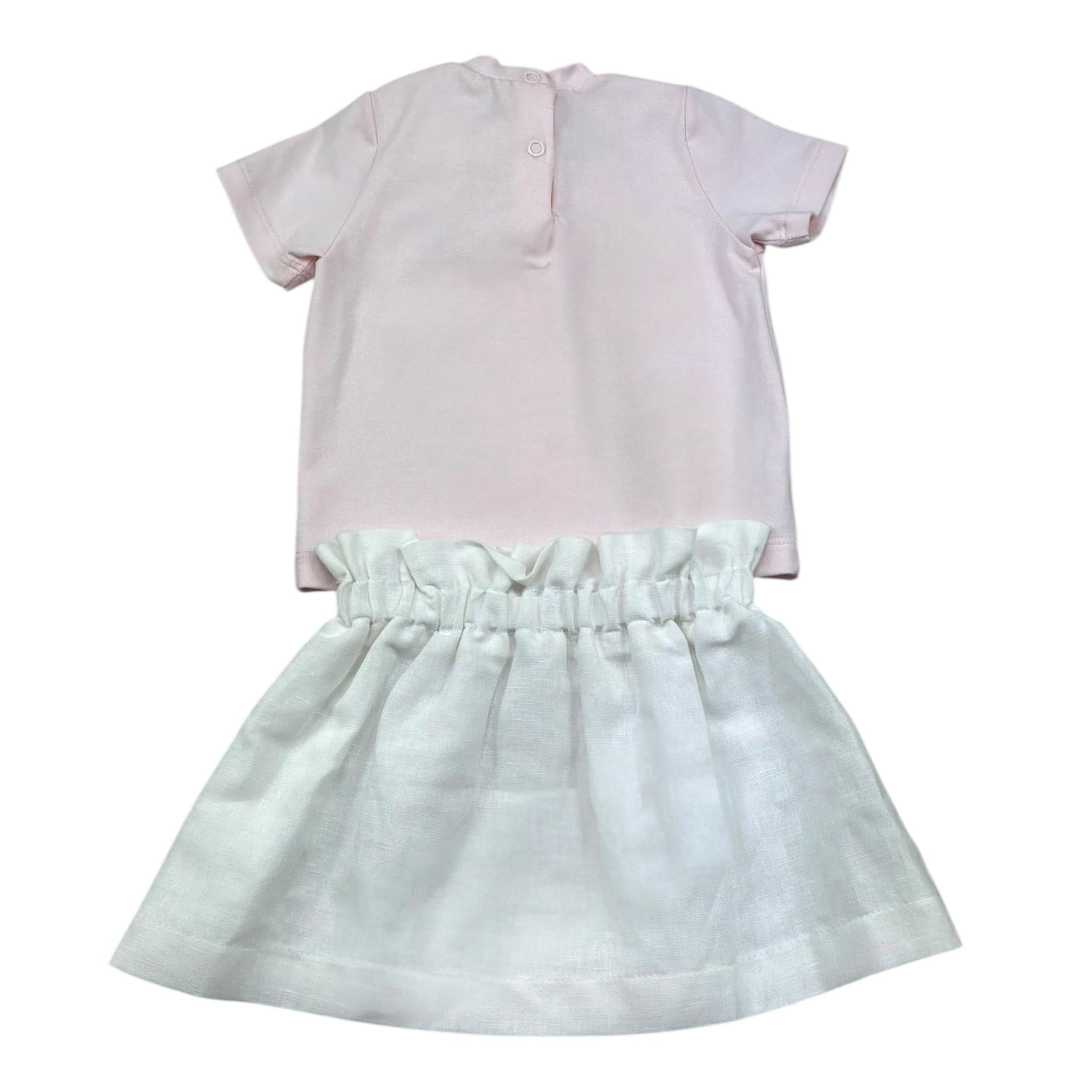 I Delfi Completo 2 Pezzi T-Shirt-Gonna per Neonata 25P5195 BIANCO/ROSA I DELFI 