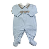 Isabel & Martinez Tutina Manica Lunga Tinta Unita con Ricami per Neonato IM25N506 AZZURRO ISABEL & MARTINEZ 