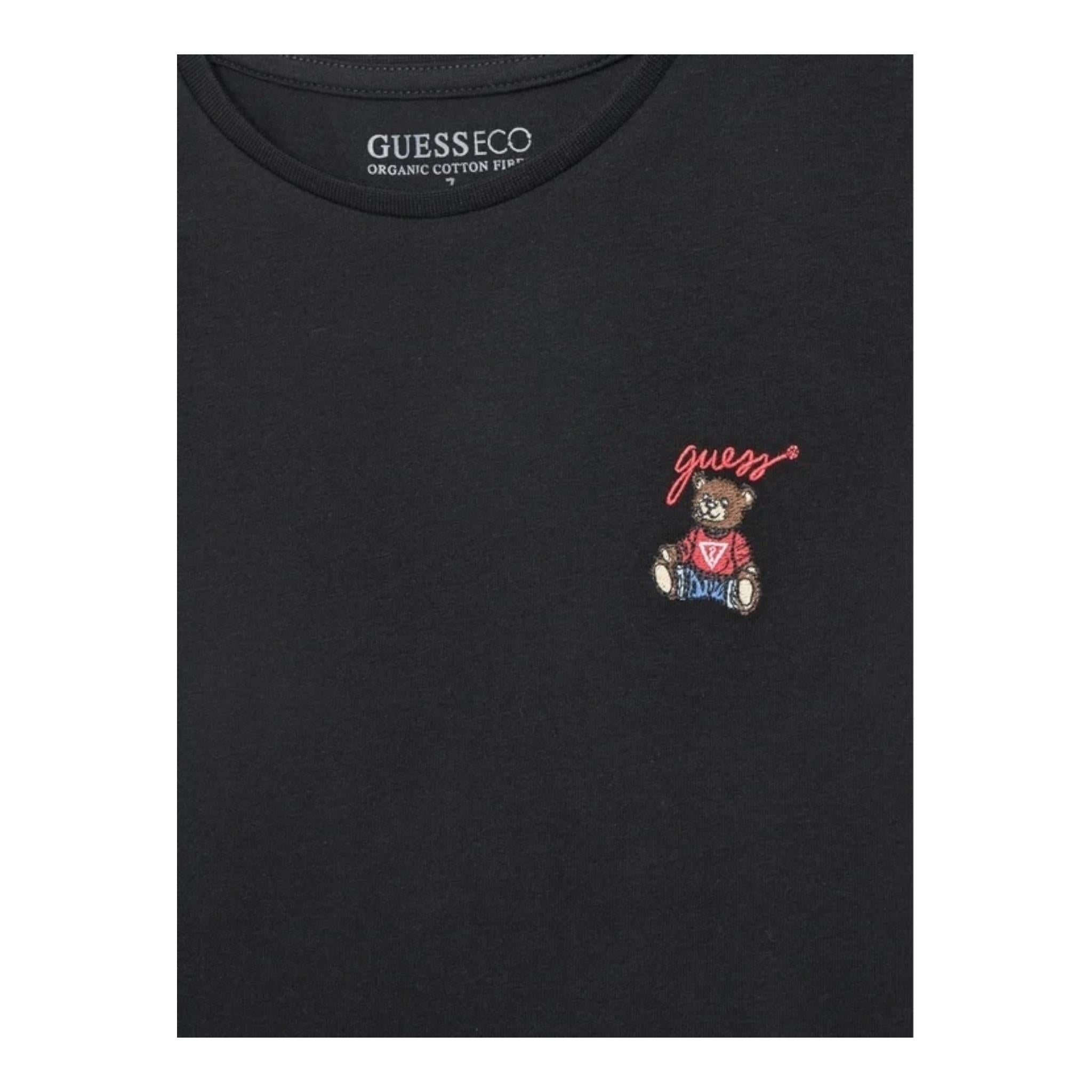 Guess T-Shirt Girocollo Tinta Unita con Logo per Bambino J5RI44J1314 NERO GUESS 