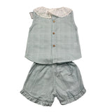 Valentina Bebes Completo 2 Pezzi Camicia-Culotte Verde Acqua Per Neonata