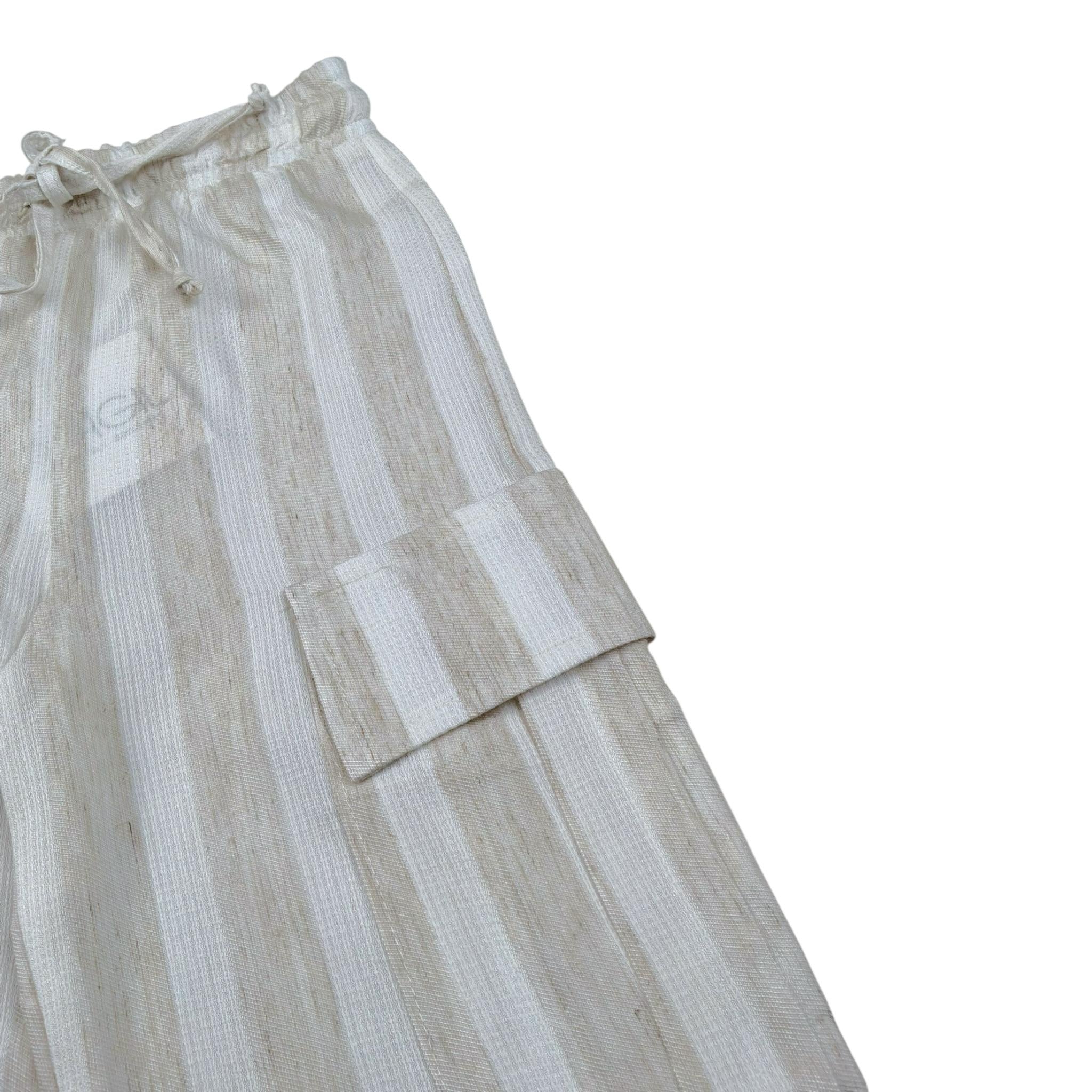 Magil Pantalone Bicolore Fantasia A Righe per Neonata HM25001N BIANCO/BEIGE MAGIL 