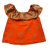 Mariuccia Camicia  Tinta Unita Giromanica Con Balza Arancione Per Bambina