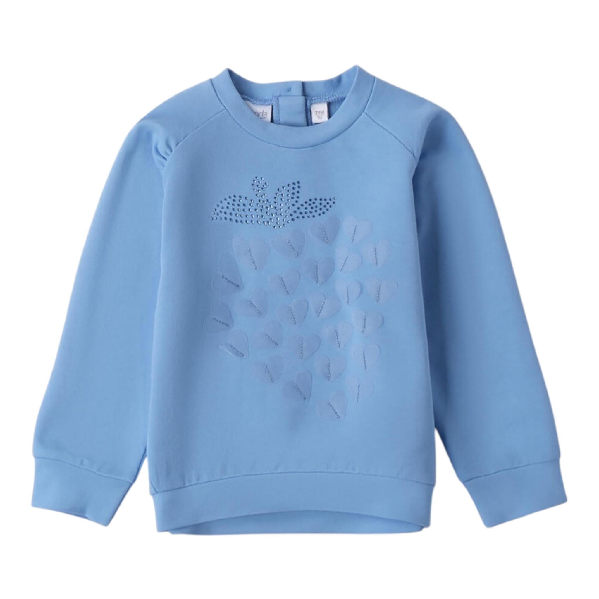 Sarabanda Felpa Girocollo Tinta Unita con Stampa per Bambina 0B301 AZZURRO SARABANDA 