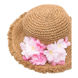 Monnalisa Cappello In Paglia Tinta Unita con Applicazioni per Bambina 19E065 BEIGE MONNALISA 