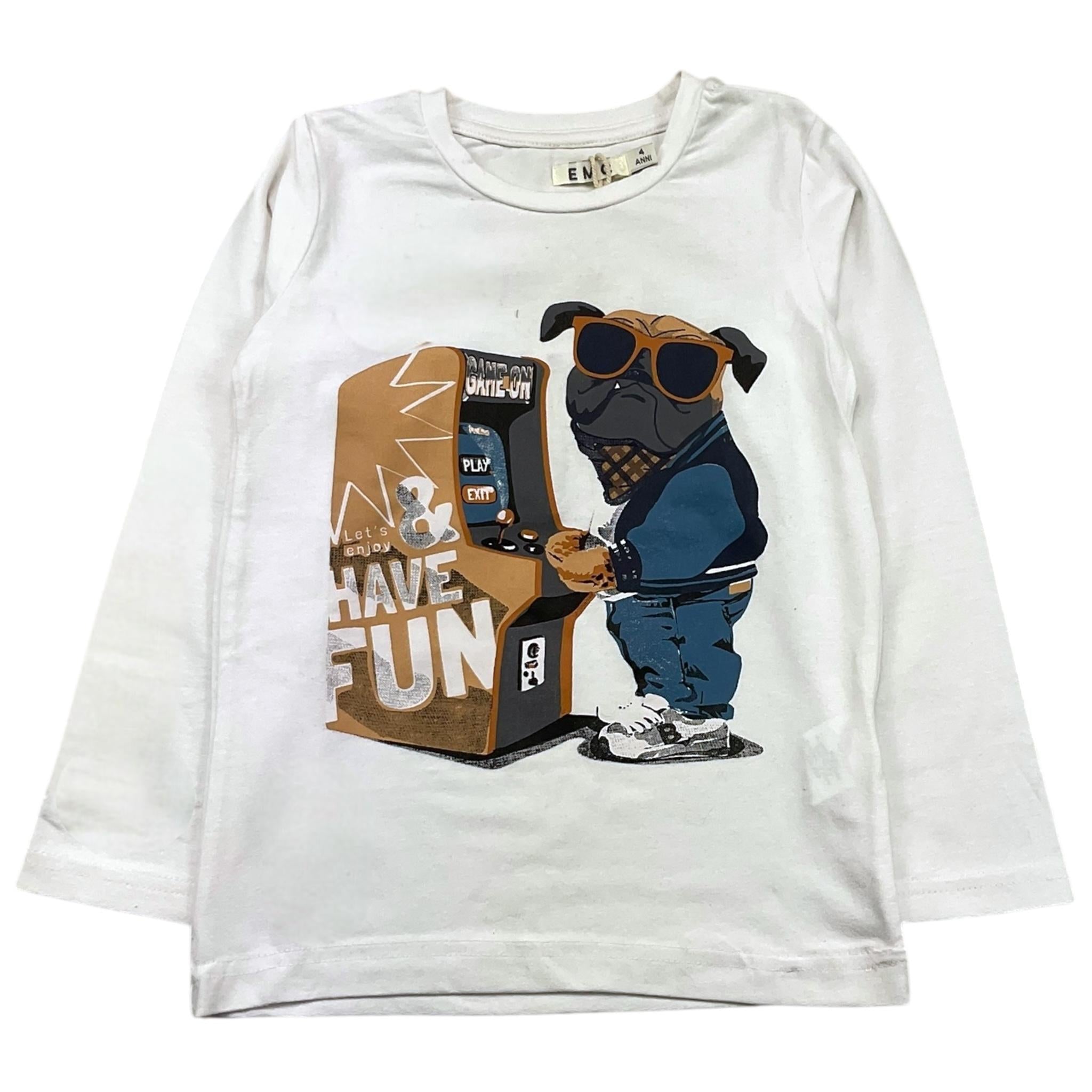 EMC shirt girocollo tinta unita con stampa in contrasto Bianco per Bambino BX2310 BIANCO EMC 
