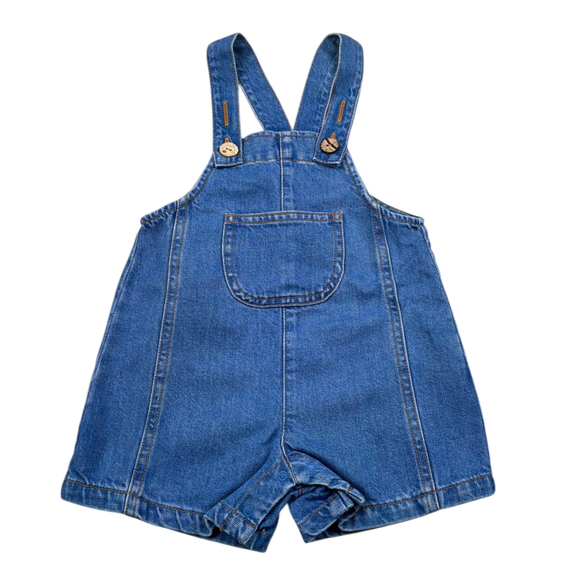 Play Up Salopette Tinta Unita In Denim per Neonato PA011AQ11504 BLU PLAY UP 