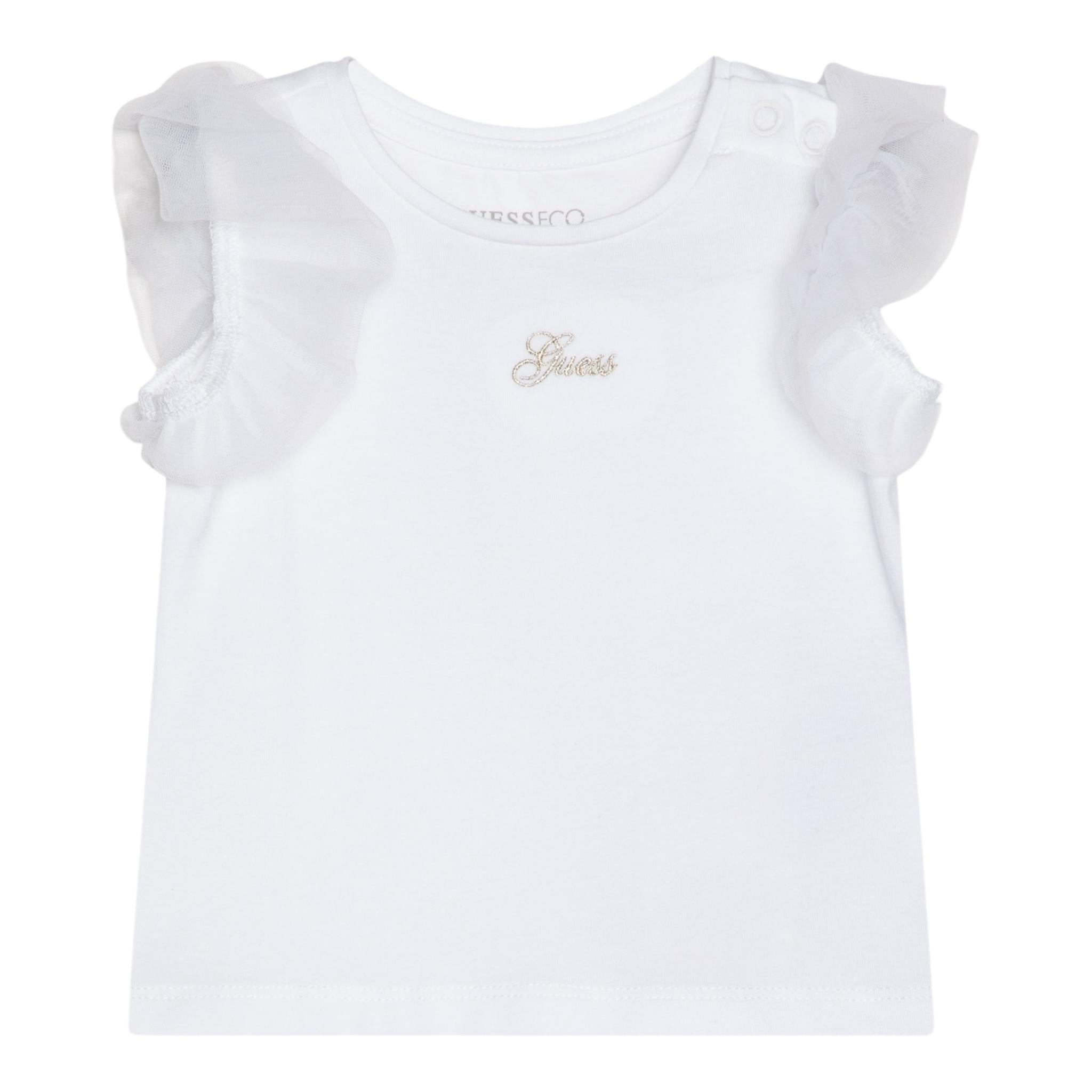 Guess T-Shirt Girocollo Tinta Unita con Logo per Neonata K5GI18K6YW4 BIANCO GUESS 