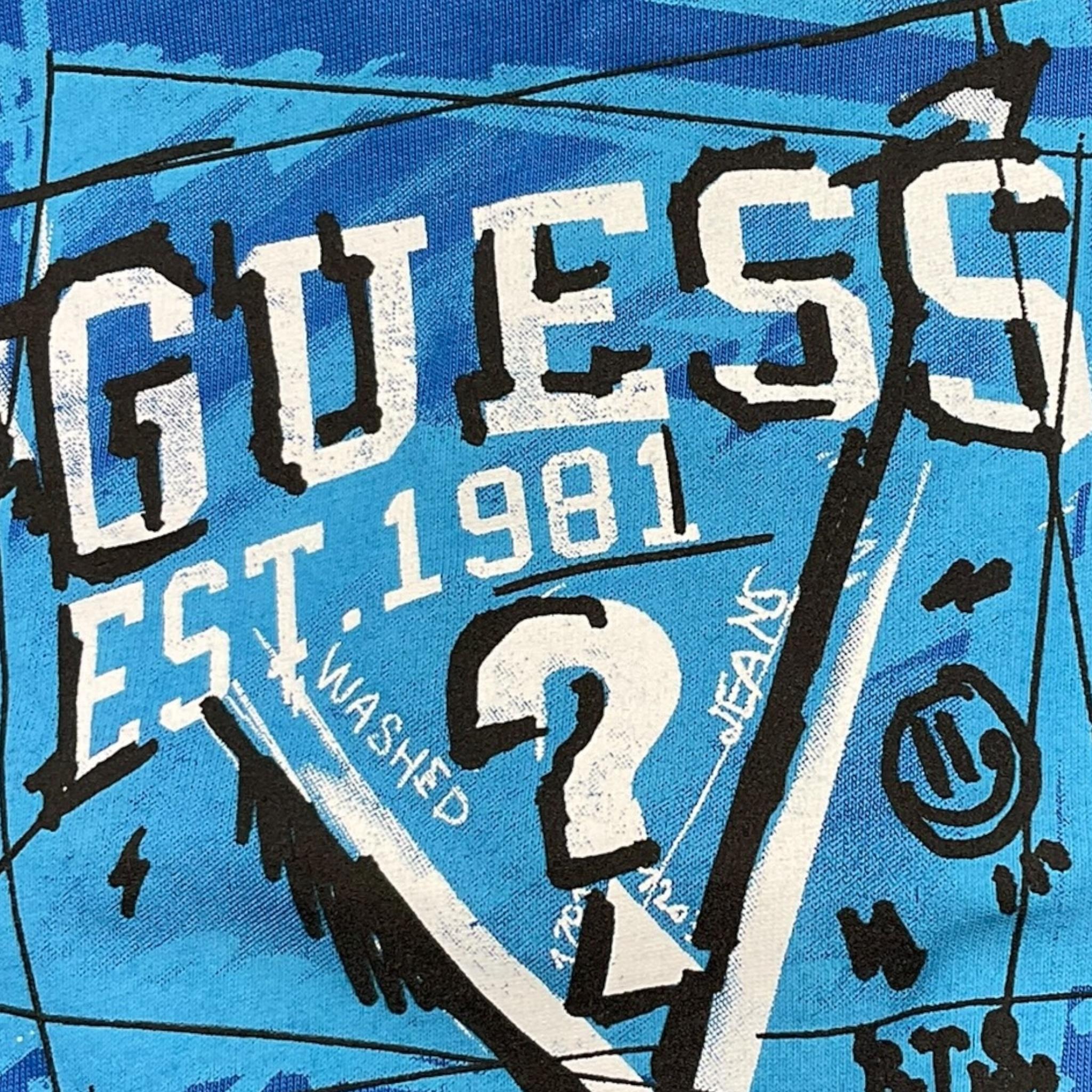 GUESS shirt girocollo tinta unita con stampa Cobalto per Neonato N4YI01K8HM4XX COBALTO GUESS 