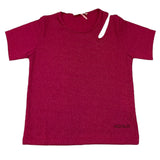 Vicolo T-Shirt Tinta Unita Glitterata Fuxia per Bambina