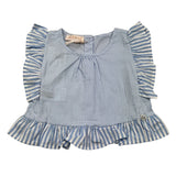 Please Camicia Giromanica Fantasia A Righe Bianco/Azzurro per Neonata