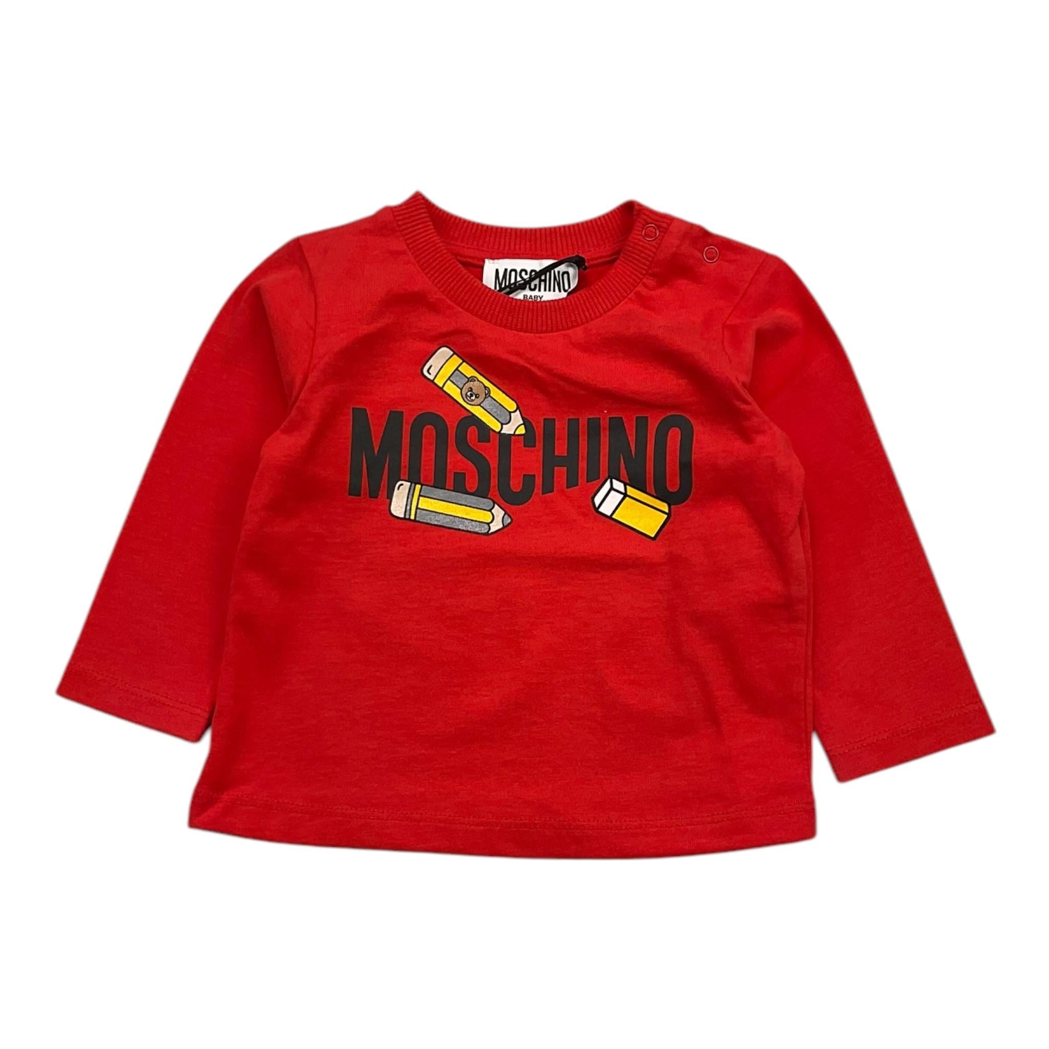 MOSCHINO shirt girocollo tinta unita con stampa Rosso per Neonato M7O00R ROSSO MOSCHINO 