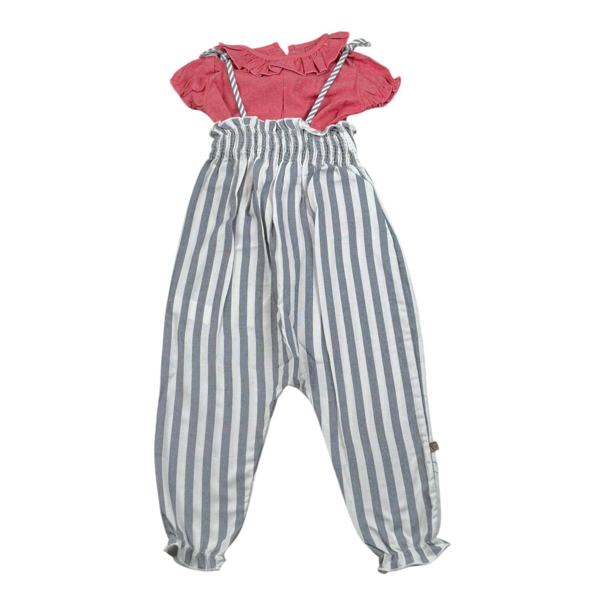 Calamaro Completo 2 Pezzi Salopette-T-Shirt per Neonata 11144 GRIGIO CALAMARO 