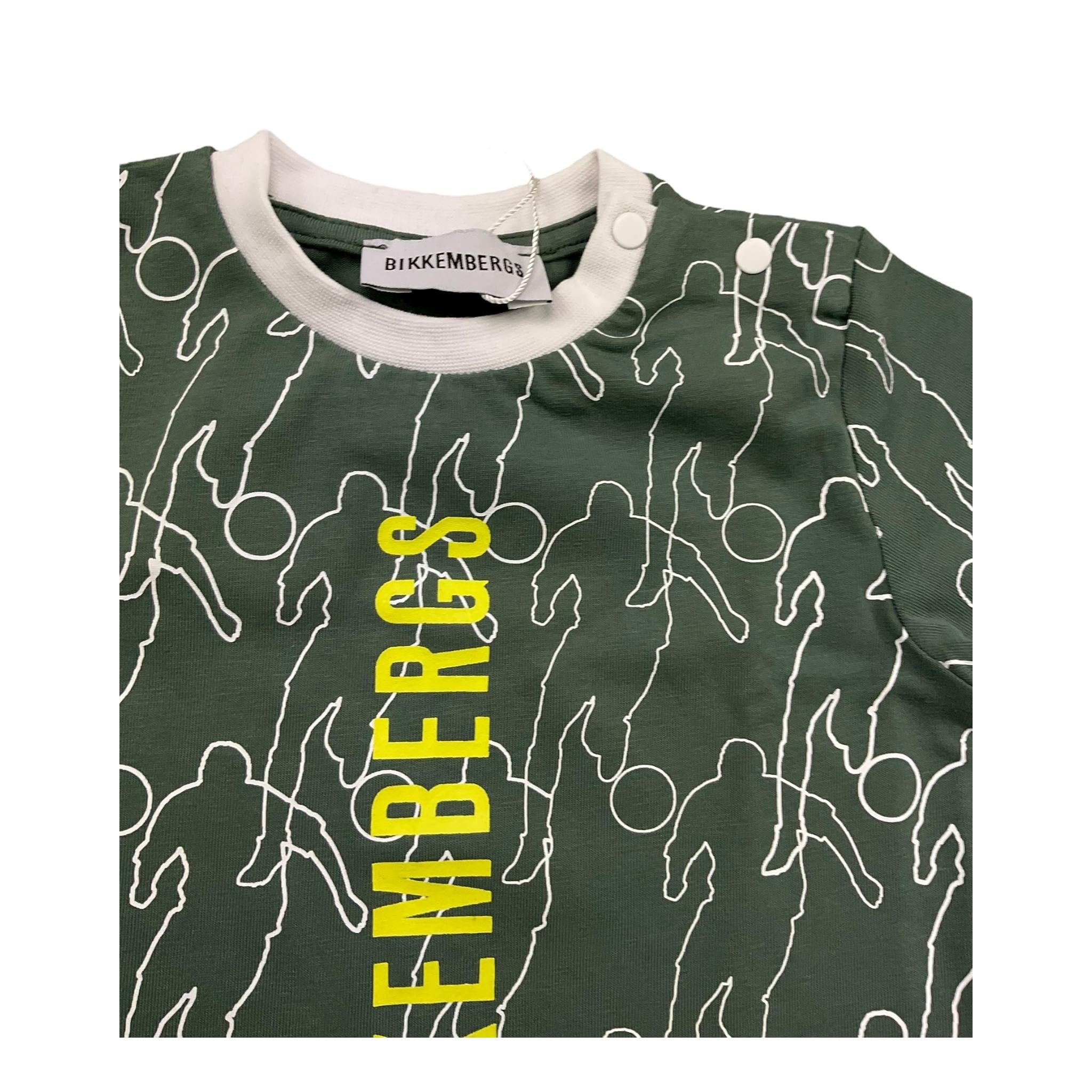 Bikkembergs T-Shirt Girocollo Tinta Unita con Stampe per Neonato BK2143 VERDE BiKKEMBERGS 