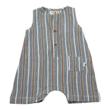 Petit Indi Pagliaccetti Tricolore con Fantasia A Righe Girmanica per Neonato SS25B1729 BLU PETIT INDI 