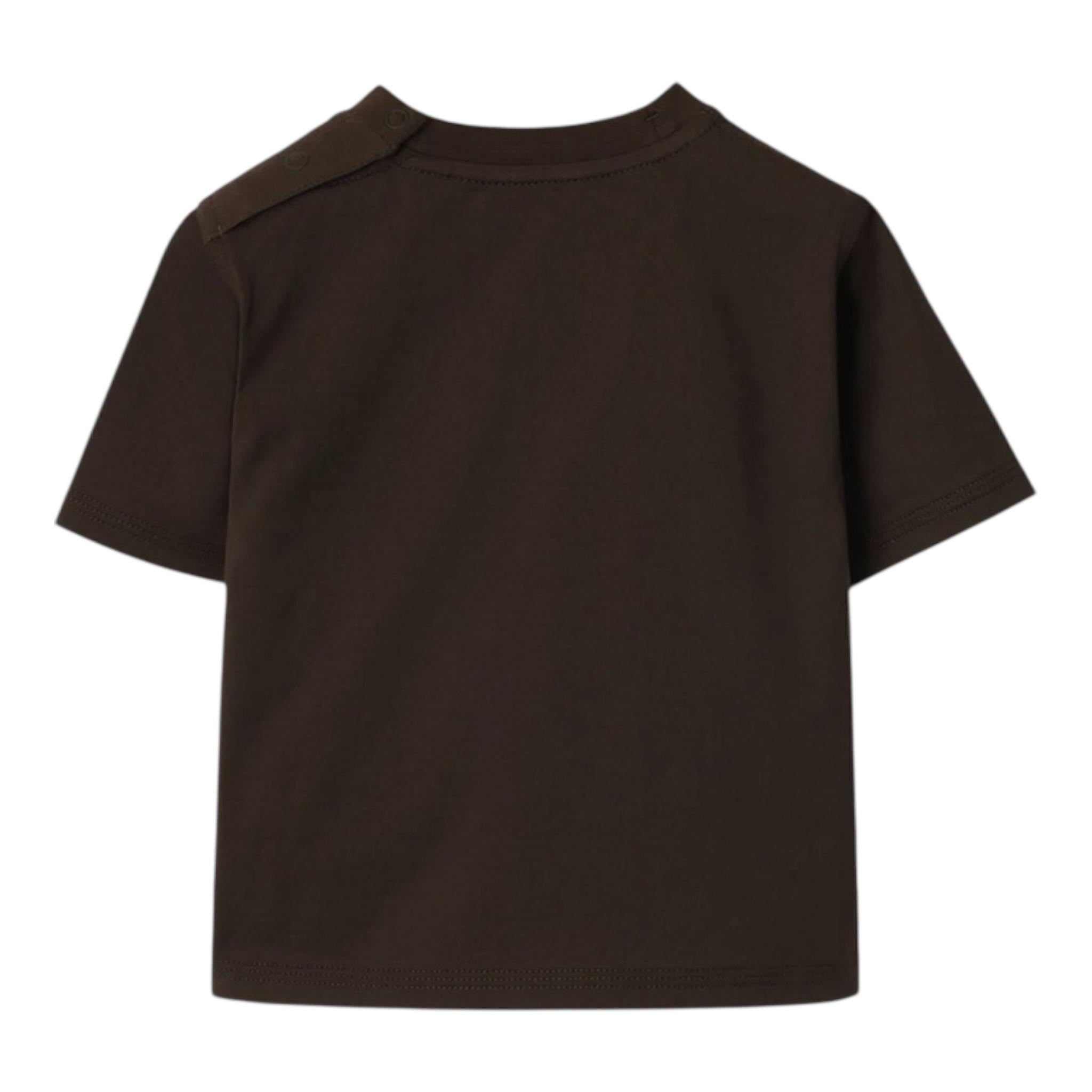 Burberry T-Shirt Girocollo Tinta Unita con Stampa per Neonato B104630 MARRONE BURBERRY 
