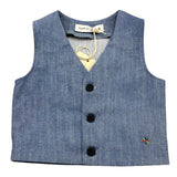 Manuel Ritz Gilet Tinta Unita In Denim Blu Per Neonato