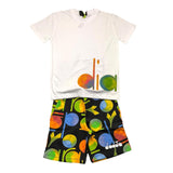 Diadora Completo 2 Pezzi Tshirt-Bermuda Bicolore Bianco/Nero Per Neonato