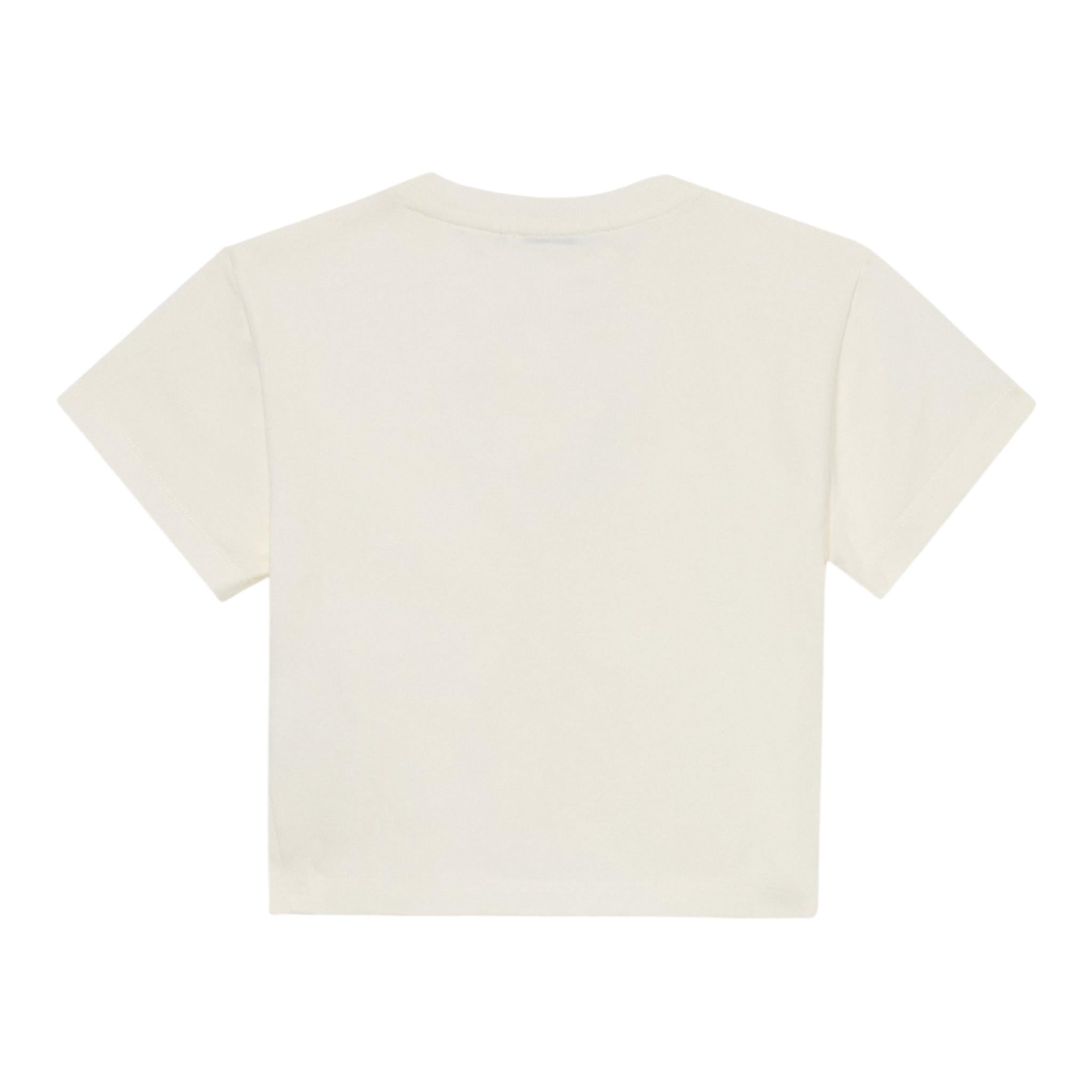 Pinko T-Shirt Girocollo Tinta Unita con Logo per Bambina KFTS007 PANNA PINKO 