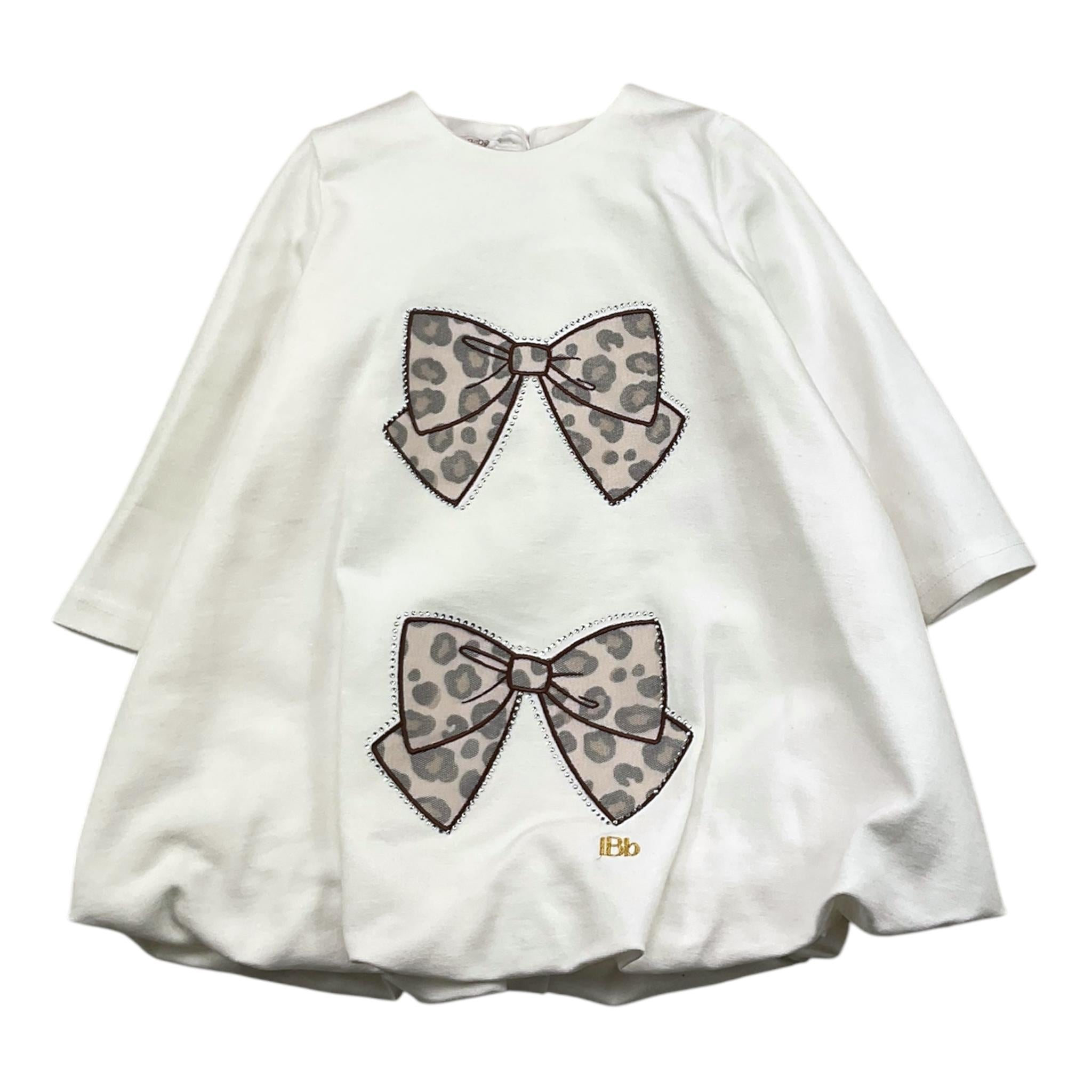 LE BEBE' abito manica lunga tinta unita con stampa fiocchi Panna per Neonata LBG6046 PANNA LE BEBE' 