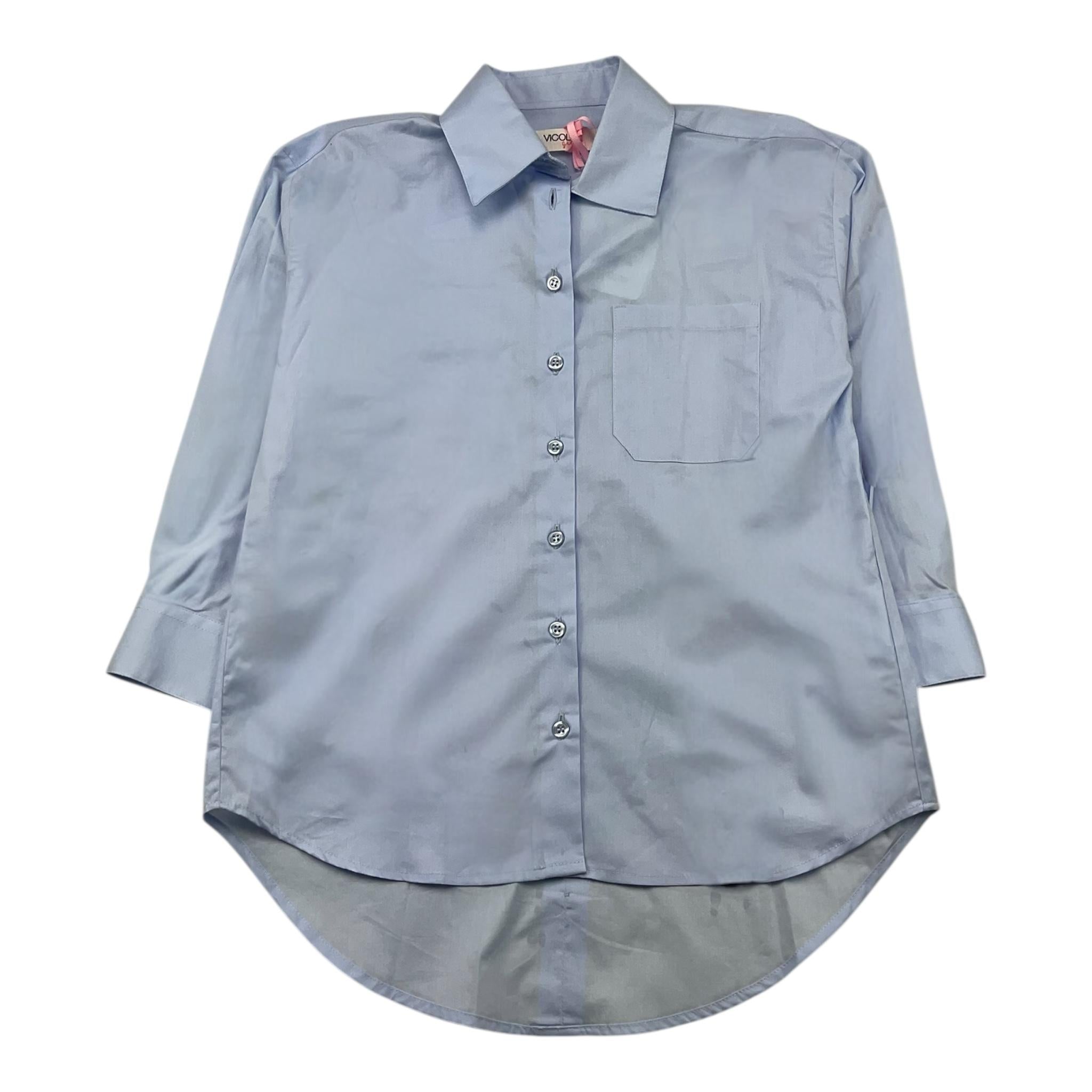 VICOLO camicia manica lunga tinta unita asimmetrica Azzurro polvere per Bambina 3141CZ00037 AZZURRO POLVERE VICOLO 