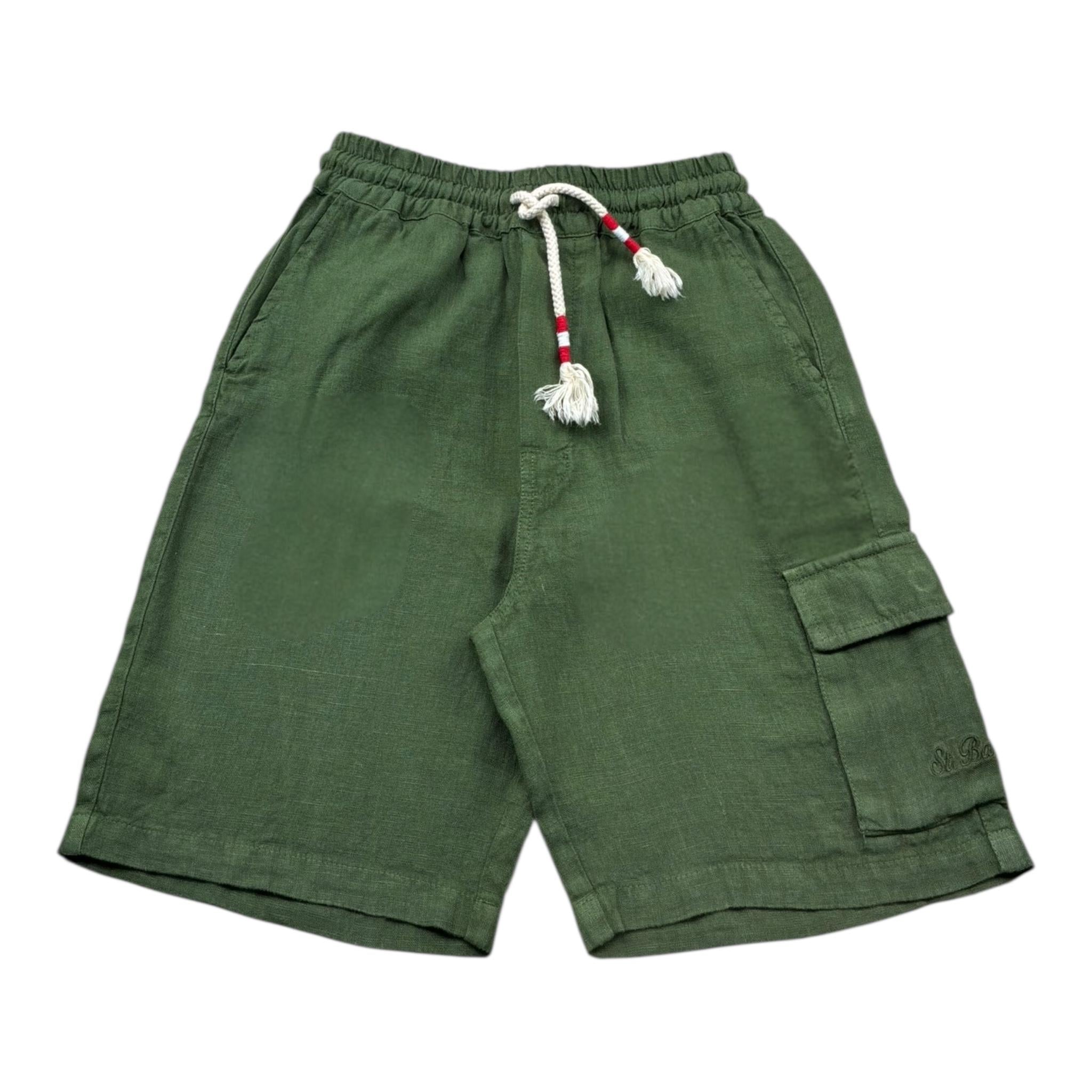 Saint Barth Bermuda Tinta Unita con Elastico In Vita per Bambino LINEN52 VERDE SAINT BARTH 