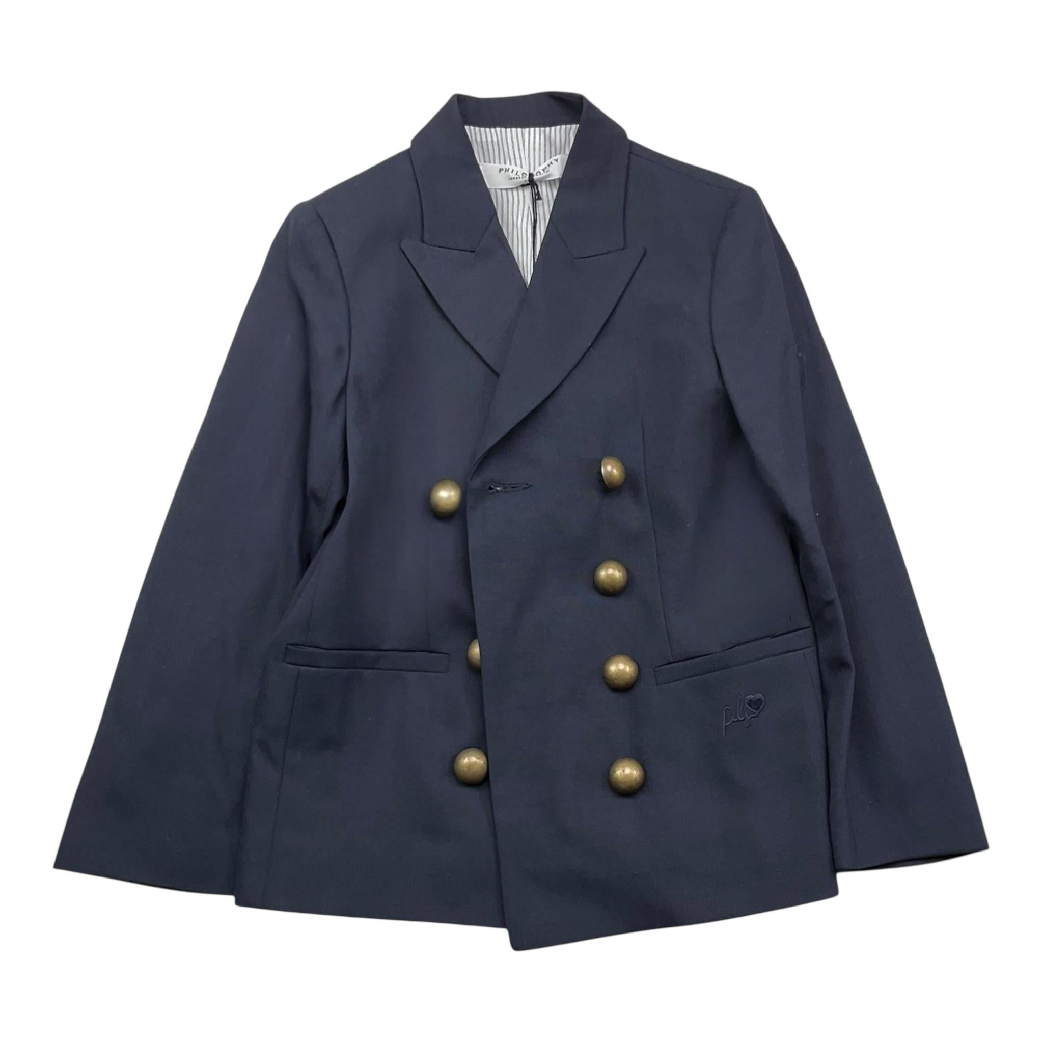 Philosophy Giacca Tinta Unita con Bottoni In Contrasto per Bambina PFGC026 BLU PHILOSOPHY 