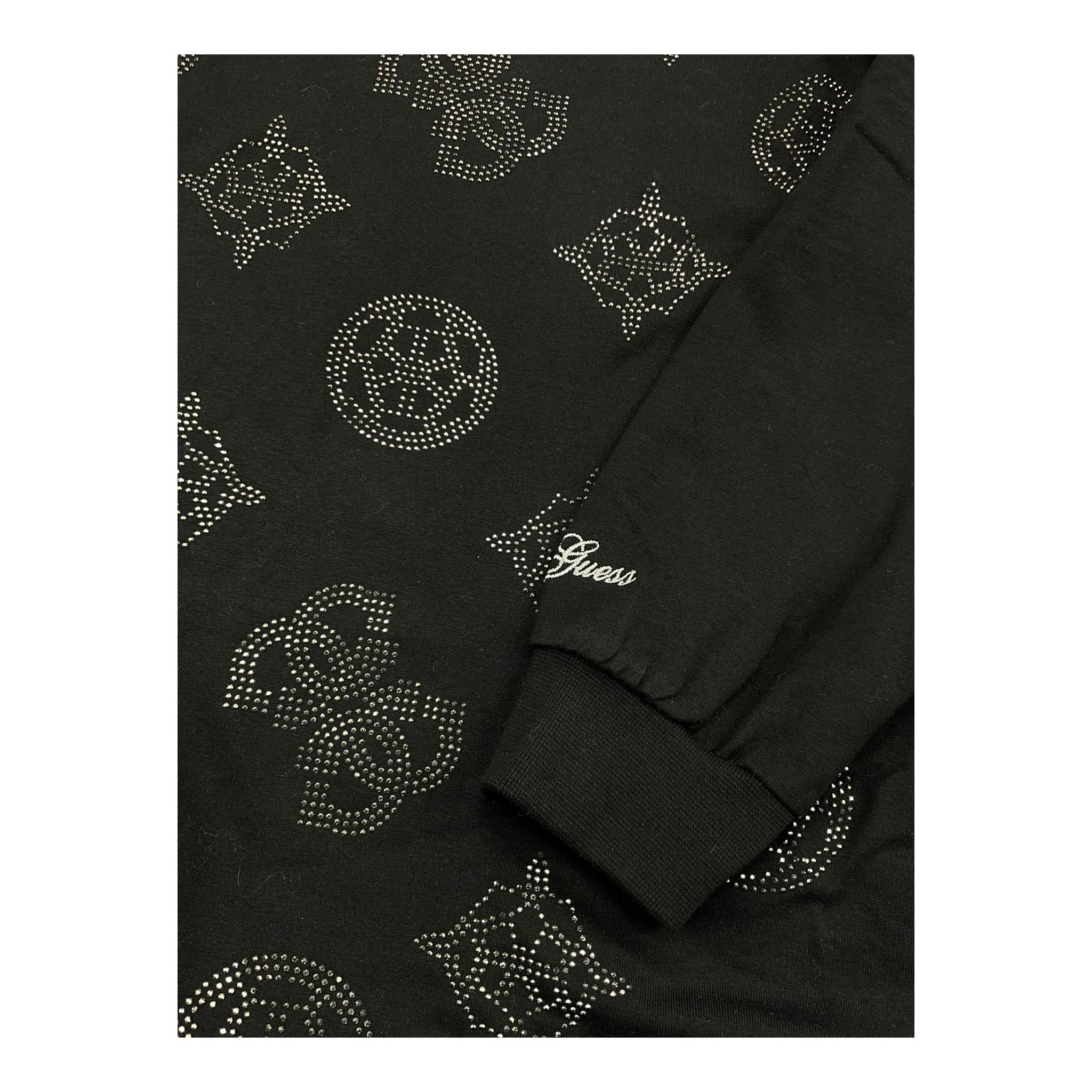 GUESS abito girocollo tinta unita manica lunga con brillantini Nero per Bambina J4YK19A6V4 NERO GUESS 