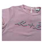 M+E' T-Shirt Girocollo tinta unita con Stampa Rosa per Bambina UE1405J ROSA M+E' 