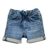 Boss Bermuda In Denim Tinta Unita Con Elastico In Vita Blu Per Neonato