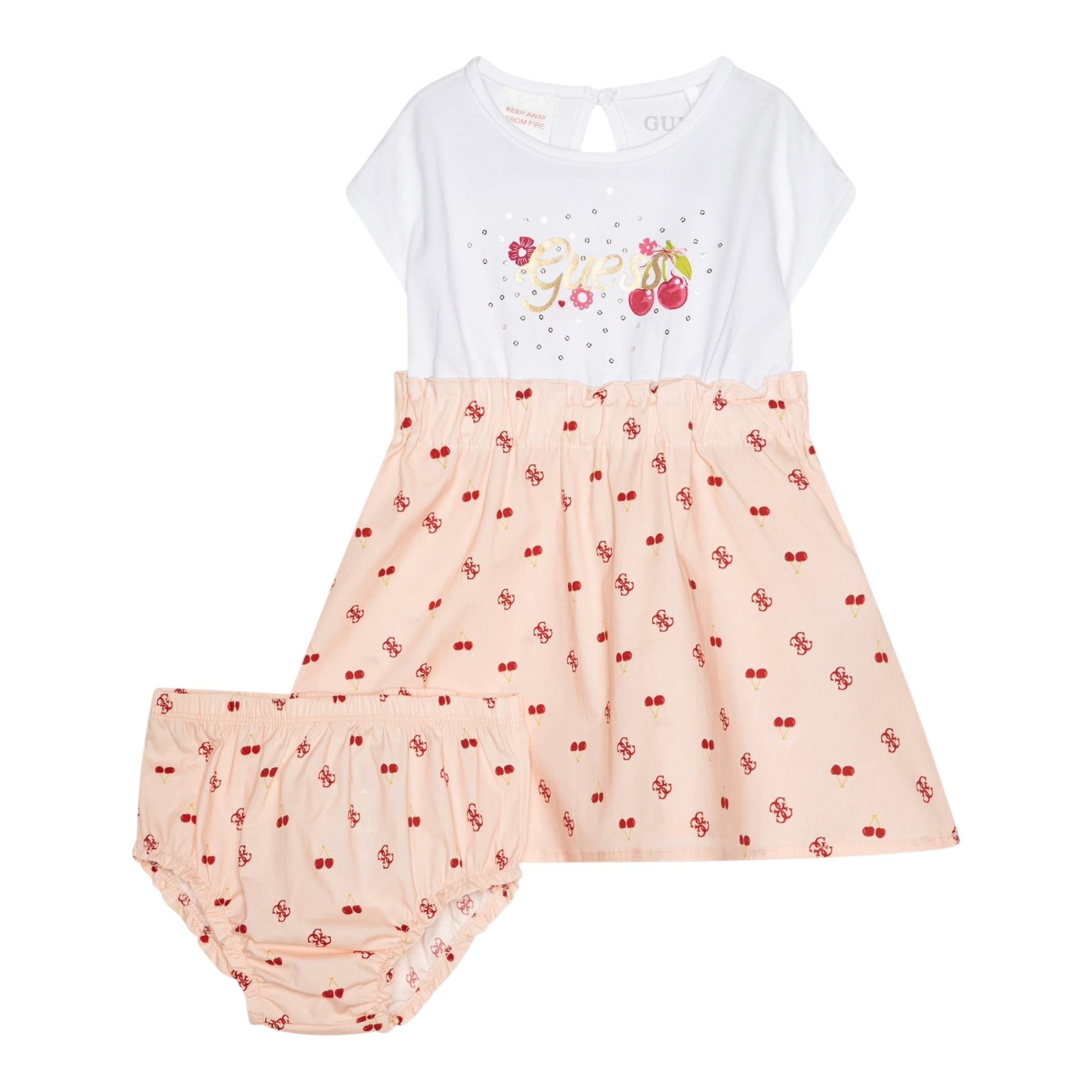 Guess Abito Mezza Manica Stampa Fantasia per Neonata K5GK01K6YW4XN BIANCO GUESS 