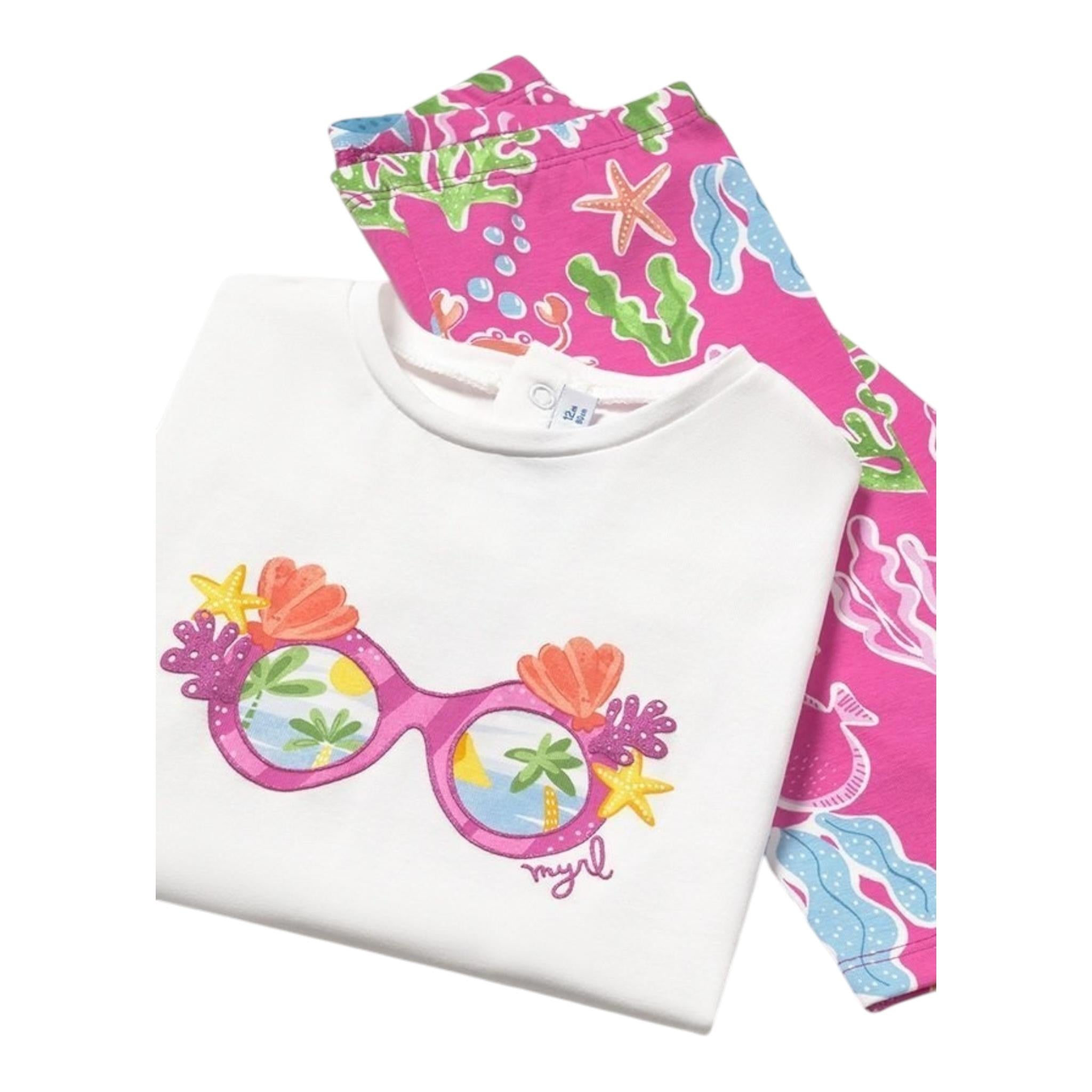 Mayoral Completo 2 Pezzi T-Shirt-Leggins per Neonata 1739 BIANCO/FUXIA MAYORAL 