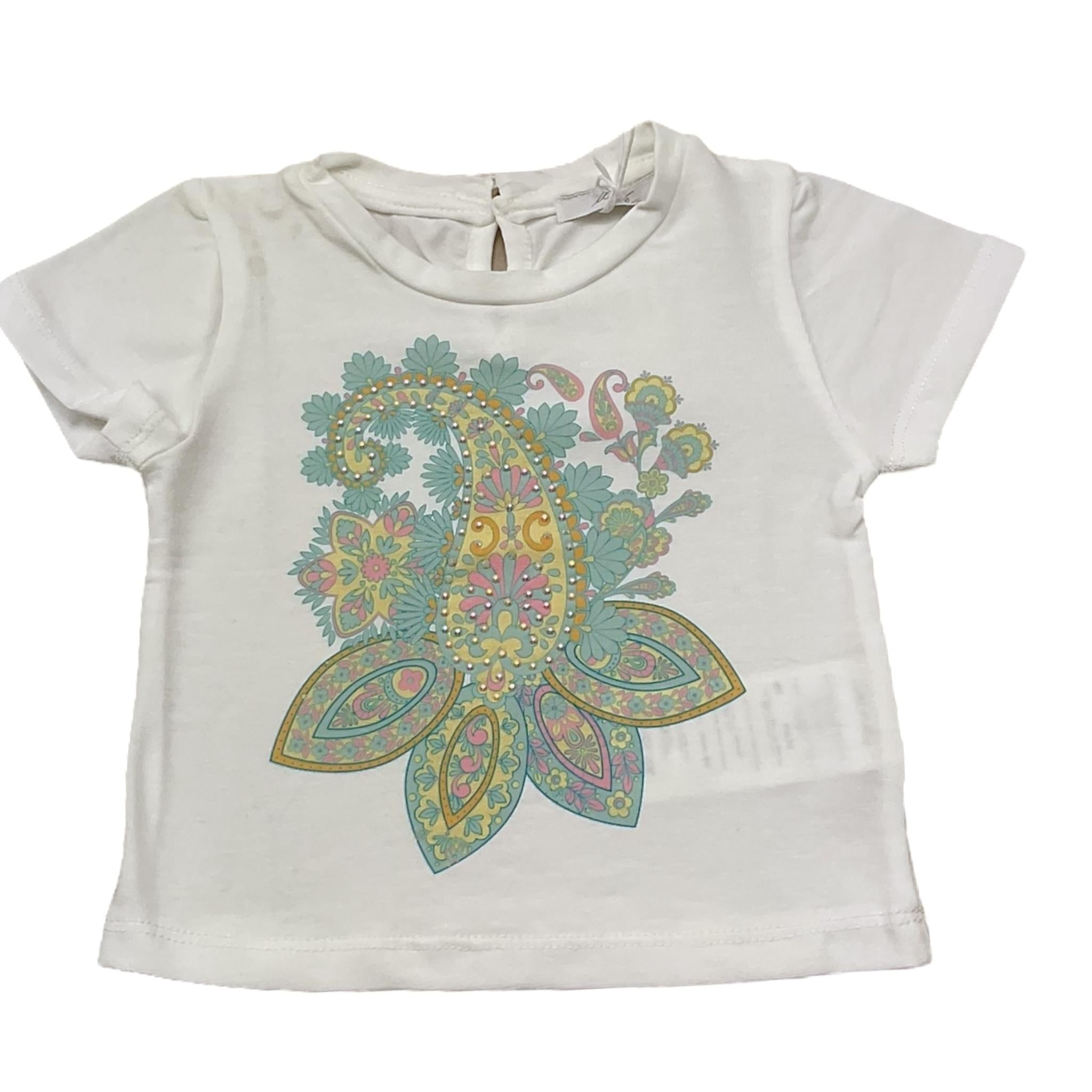 U+È T-Shirt Girocollo Tinta Unita con Stampa per Neonata UE1862 BIANCO U+è 