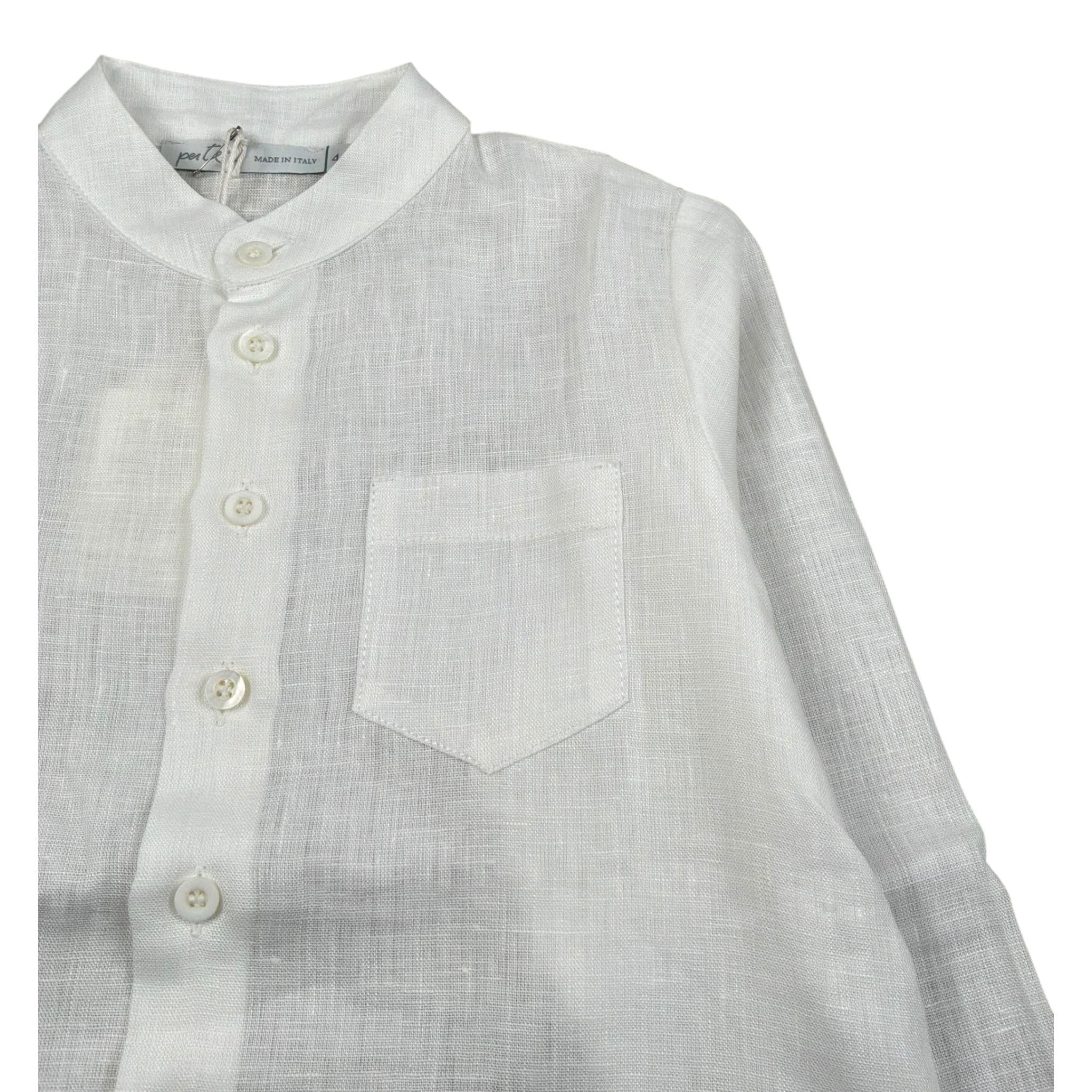 Per Te Camicia Manica Lunga Tinta Unita Collo Coreano per Bambina 33874 PANNA PER TE 