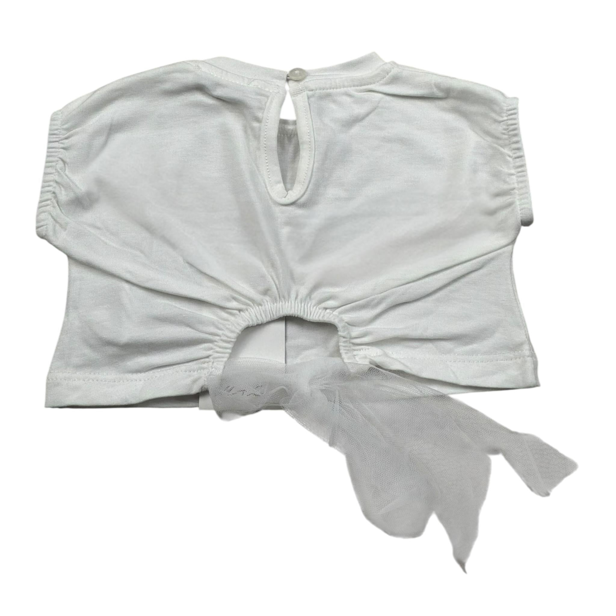 M+E' T-Shirt Girocollo Tinta Unita con Brillantini per Bambina UE1821J BIANCO M+E' 