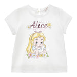 Monnalisa T-Shirt Girocollo Tinta Unita con Brillantini per Neonata 39E610X BIANCO MONNALISA 