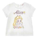 Monnalisa T-Shirt Girocollo Tinta Unita con Brillantini per Neonata 39E610X BIANCO MONNALISA 