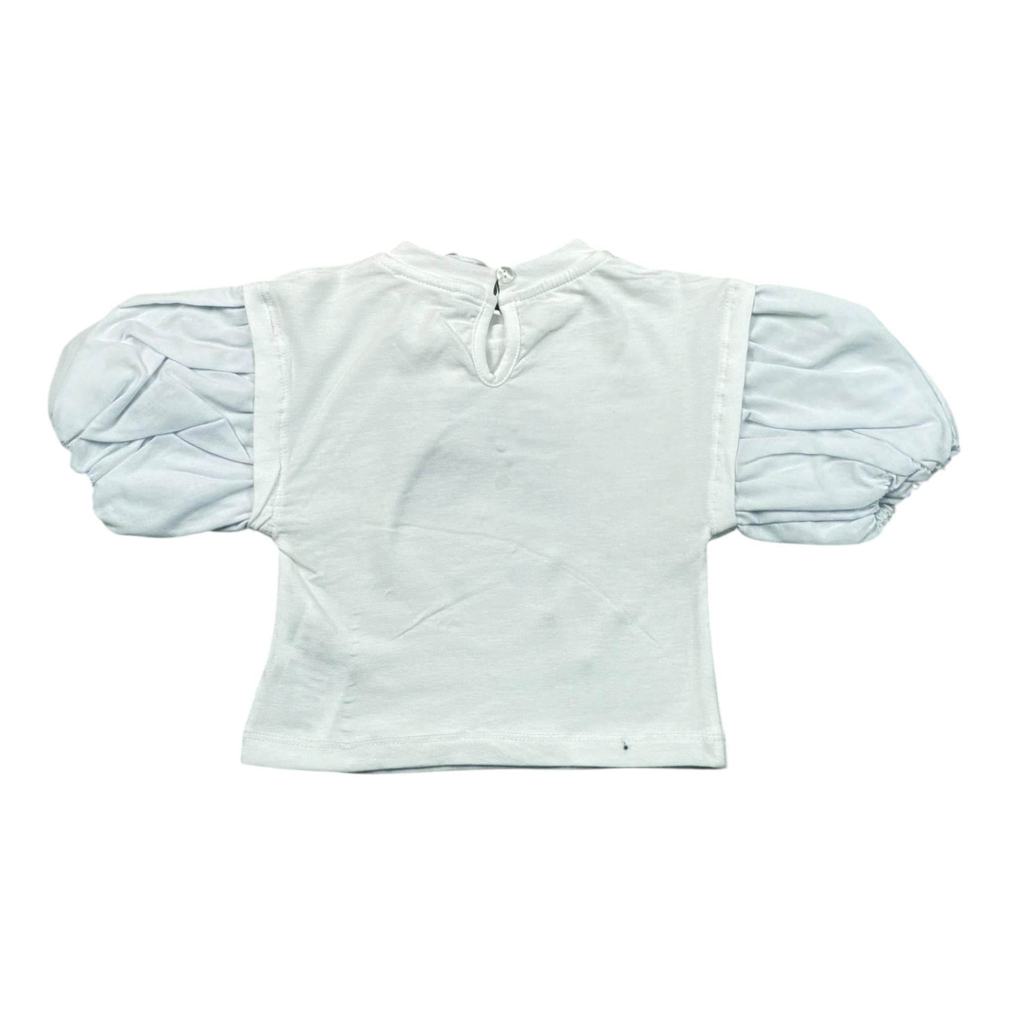 Miss Grant T-Shirt Girocollo Tinta Unita con Stampa per Neonata MG1235N BIANCO MISS GRANT 