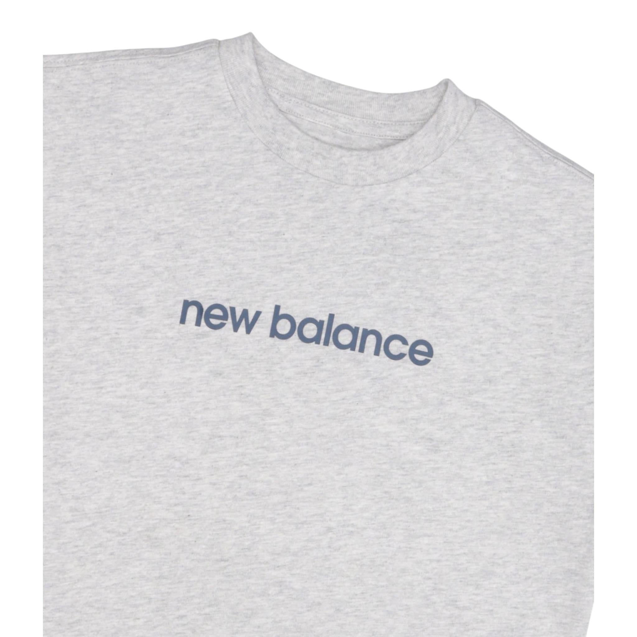 New Balance T-Shirt Girocollo Tinta Unita con Logo per Bambino LAKB0174 GRIGIO NEW BALANCE 