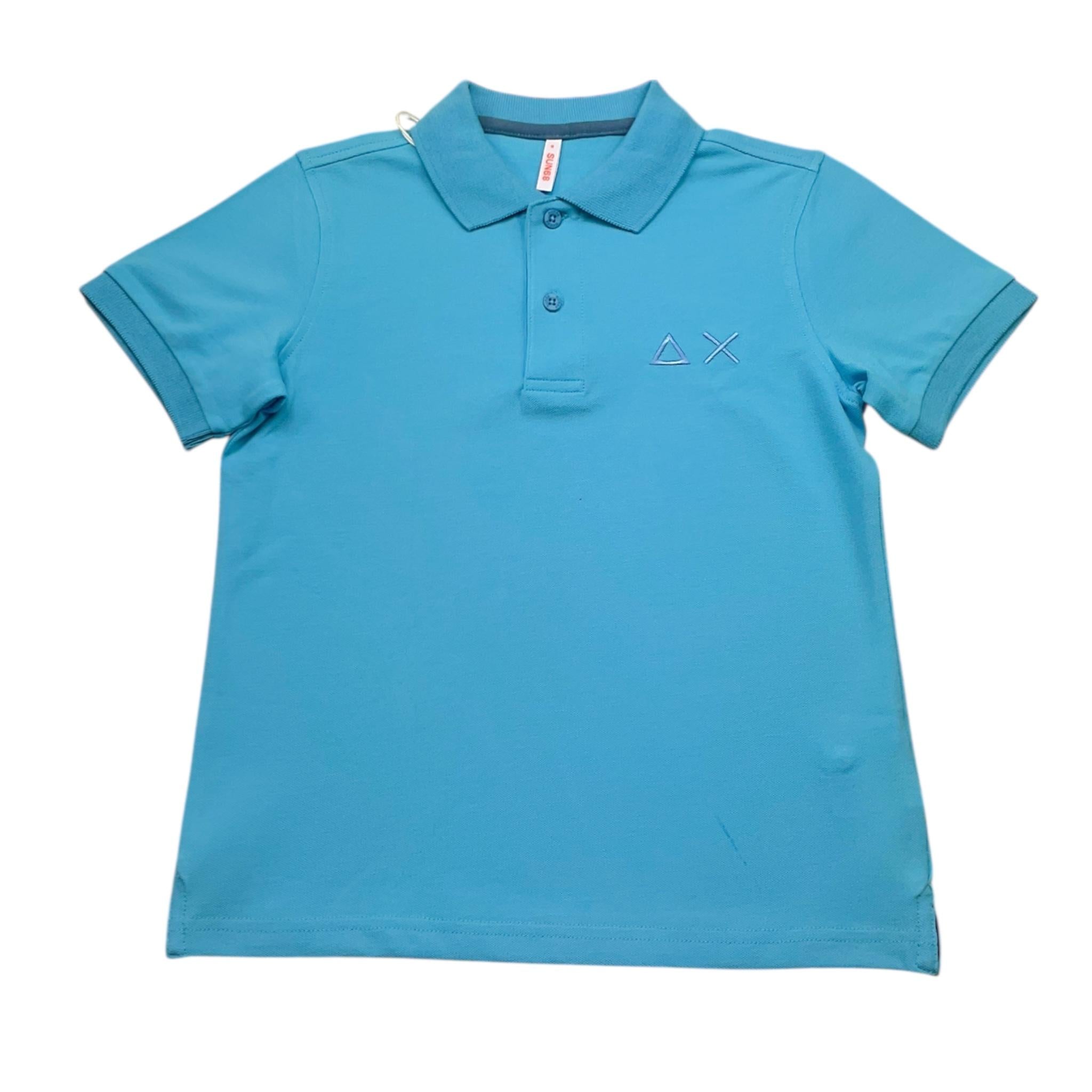 Sun68 Polo Mezza Manica Tinta Unita con Stampa per Bambino CPA35313 AZZURRO SUN68 