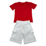 Dropseason2 Completo 2 Pezzi T-Shirt-Bermuda Bicolore per Bambino ZU16088 BIANCO/ROSSO DROPSEASON2 
