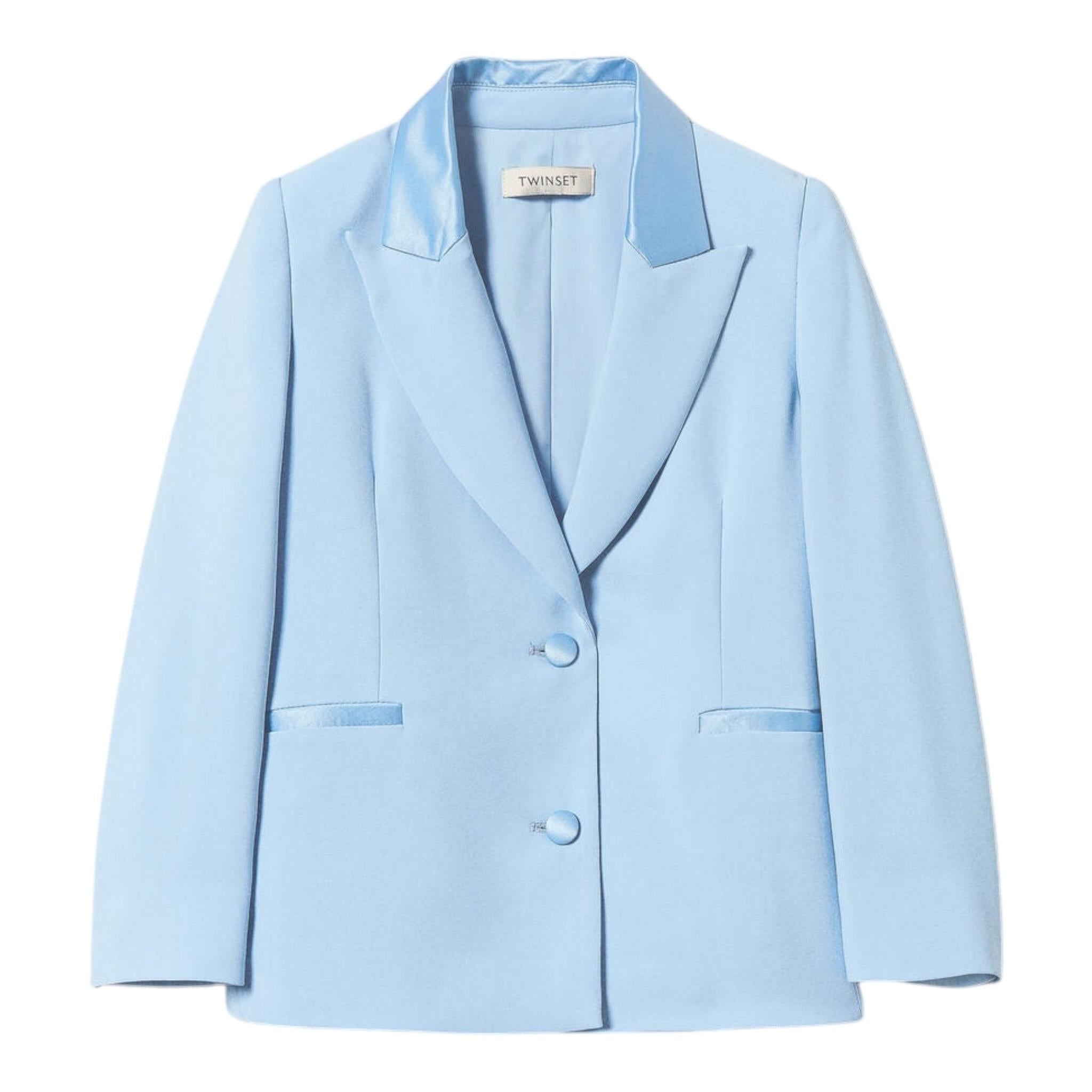 Twinset Giacca Tinta Unita con Bottoni per Bambina 251GJ2QNAX AZZURRO TWINSET 