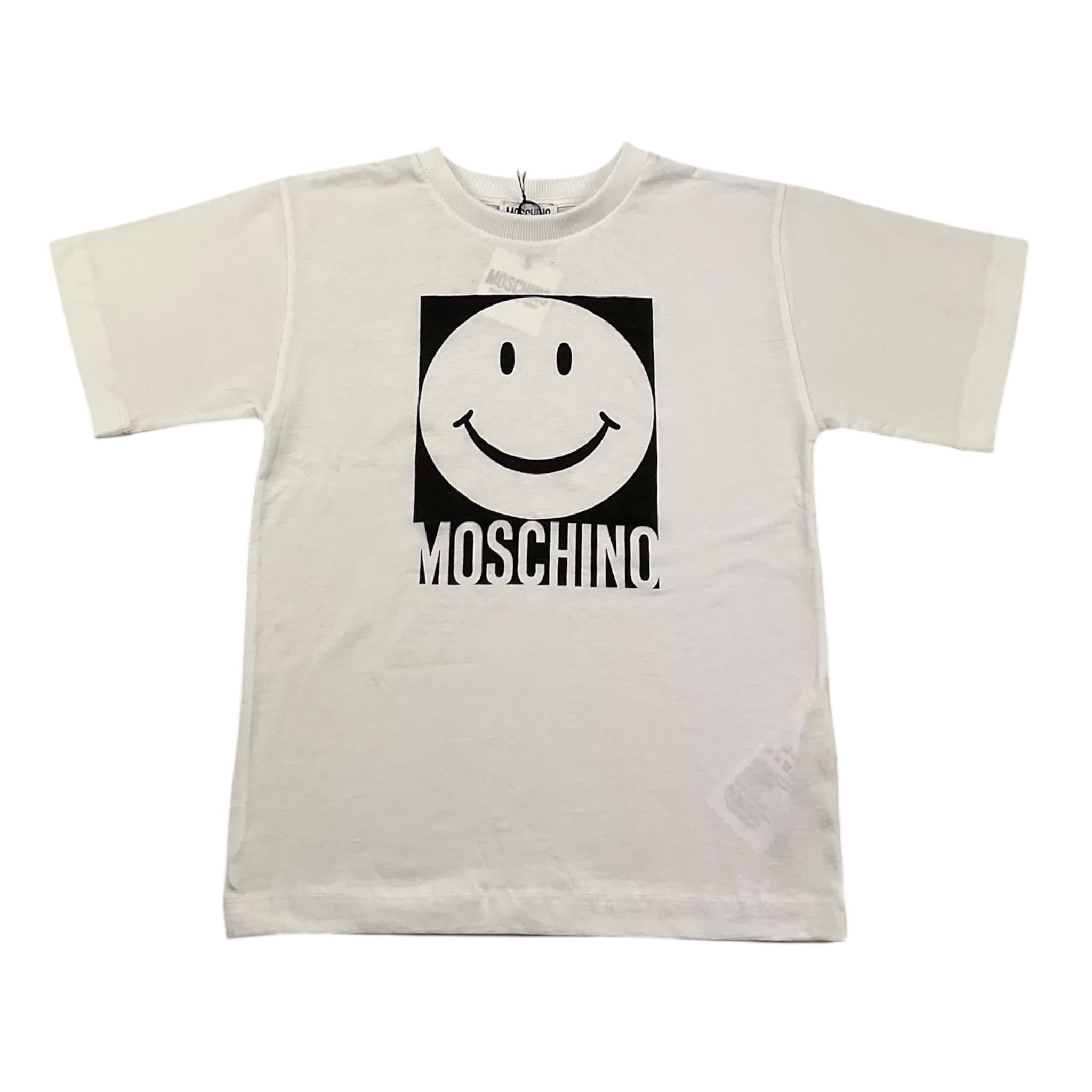 MOSCHINO t-shirt tinta unita girocollo con stampa Bianco per Bambino HSM05G BIANCO MOSCHINO 