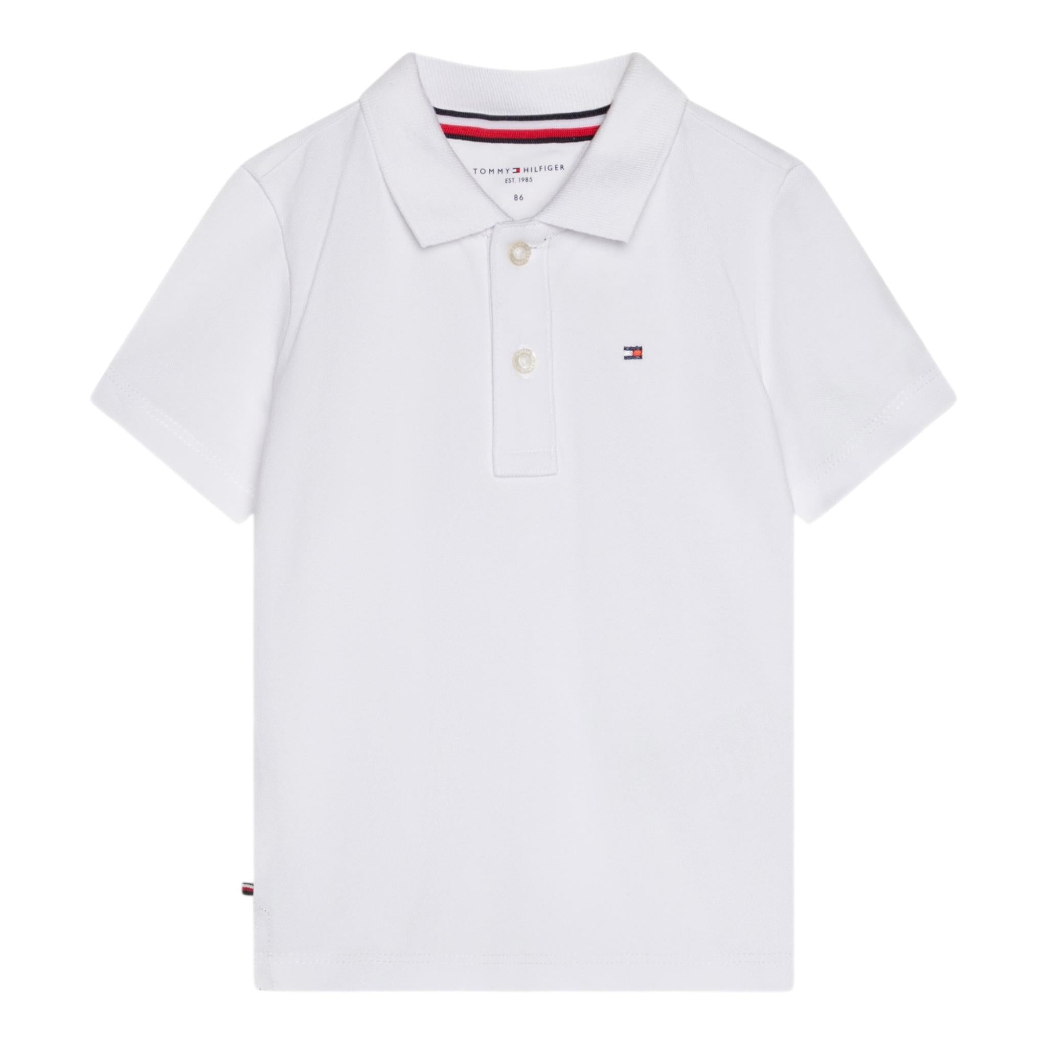 Tommy Hilfiger Polo Mezza Manica Tinta Unita con Logo per Neonato KN0KN02030 BIANCO TOMMY HILFIGER 