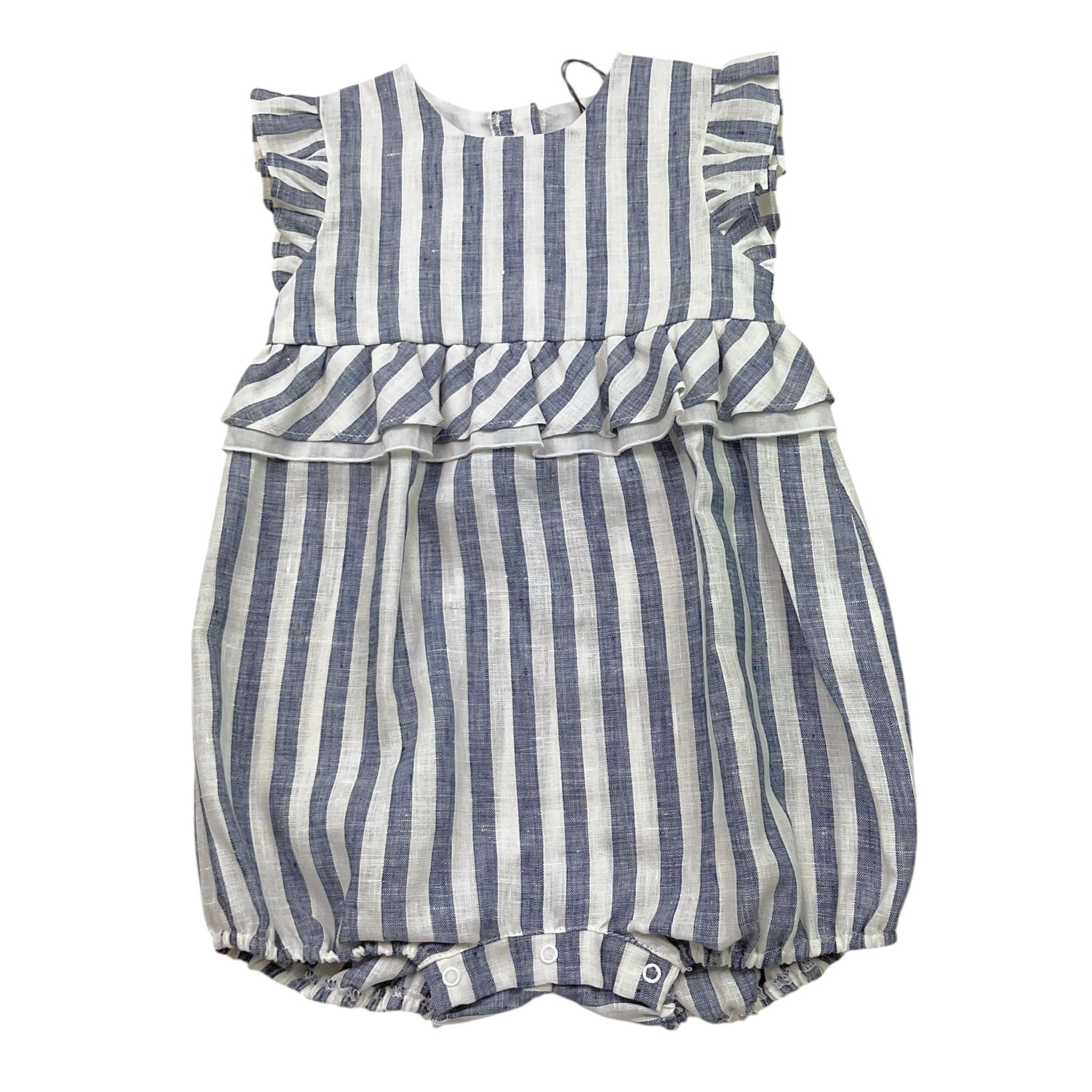 J.O. Milano Pagliaccetto Bicolore con Fantasia A Righe per Neonata 171B4 BIANCO/BLU J.O. MILANO 