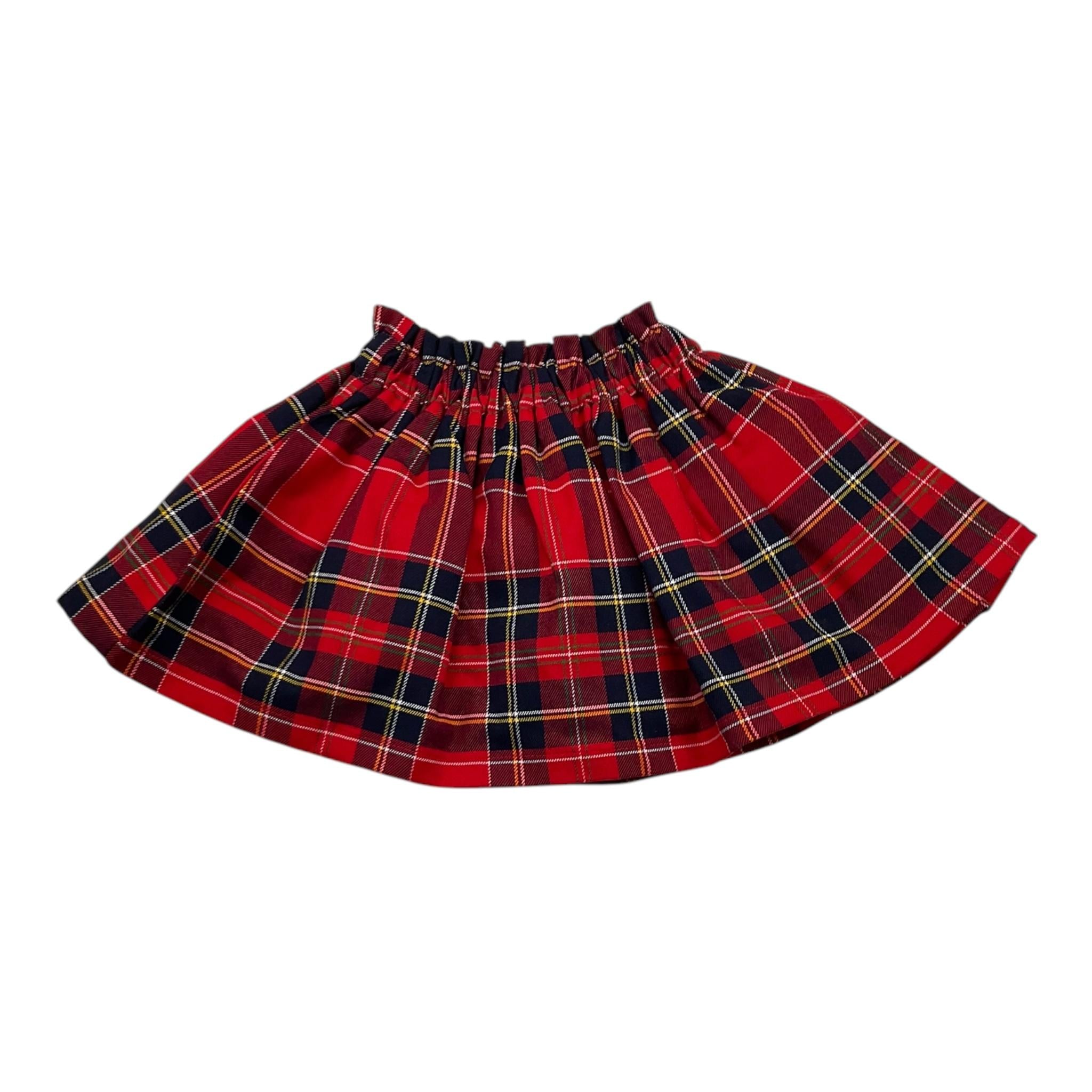 MINI BANDA gonna tinta unita con fantasia scozzese Rosso per Neonata A772 ROSSO MINI BANDA 