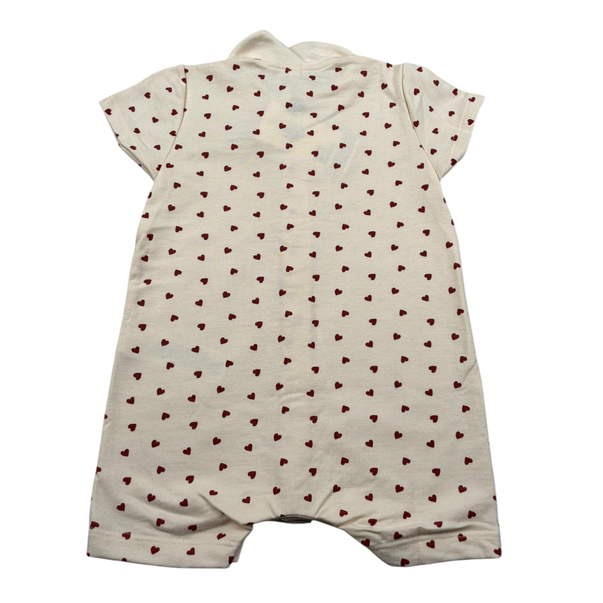Petit Bateau Pagliaccetto Mezza Manica tinta unita con Stampe Cuoricini Beige per Neonata A09MW BEIGE PETIT BATEAU 