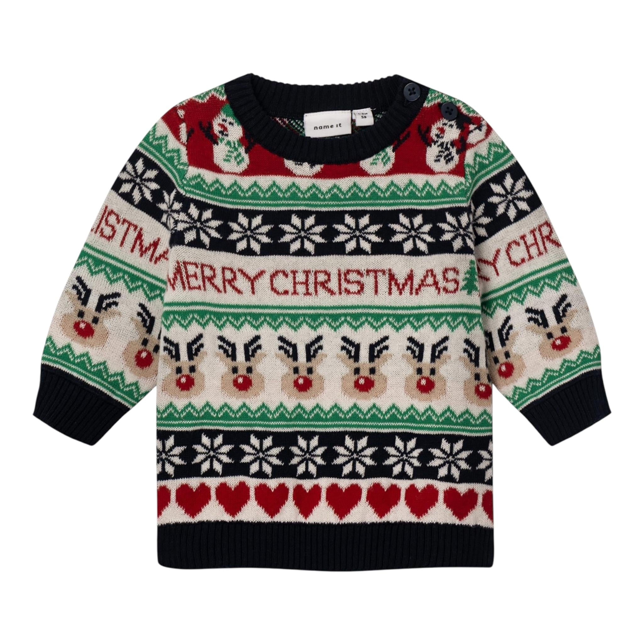 NAME IT maglia tinta unita con fantasia natale Bianco per Neonato 13222451 BIANCO NAME IT 