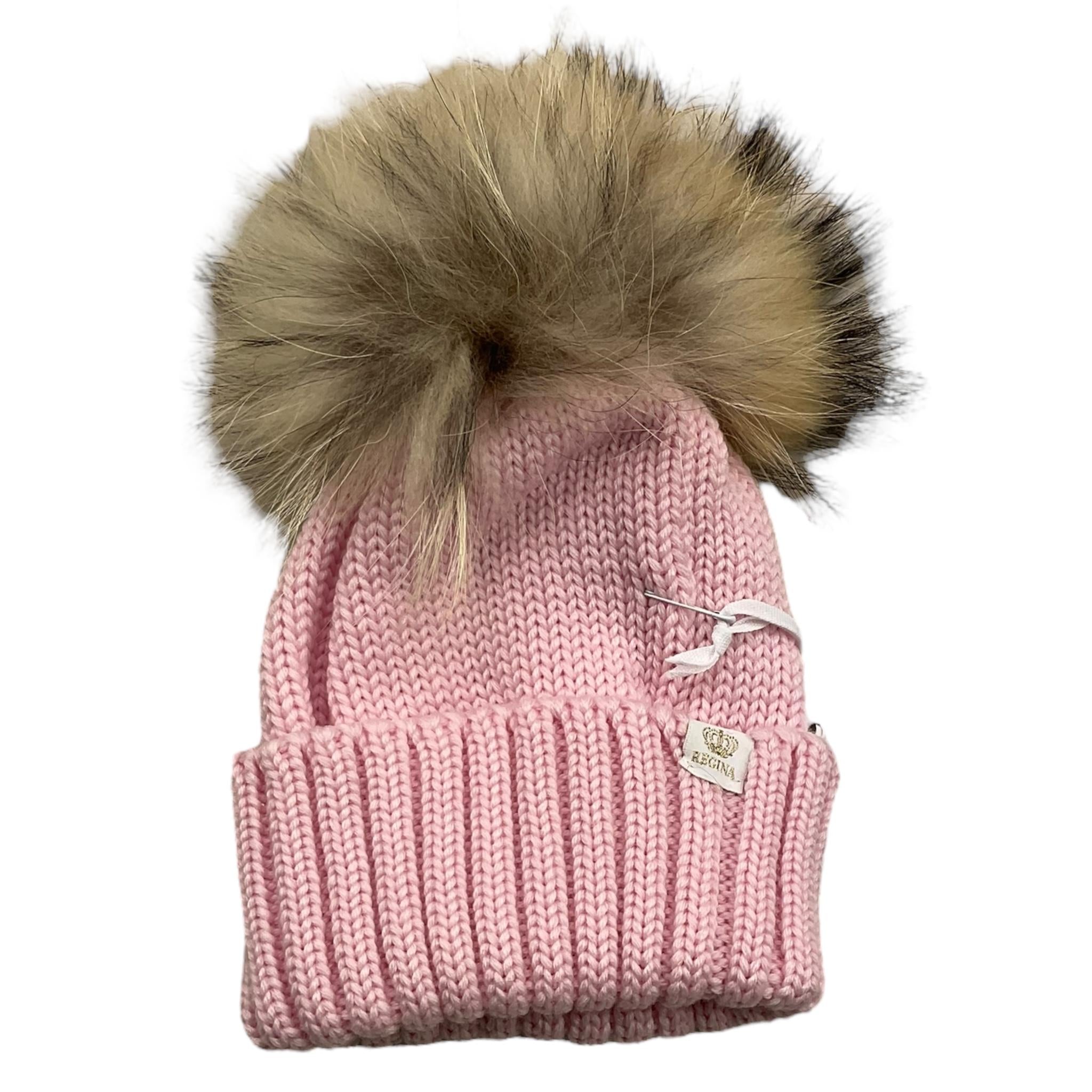 REGINA   cappello tinta unita con pon pon Rosa per Bambina 30599 ROSA REGINA 